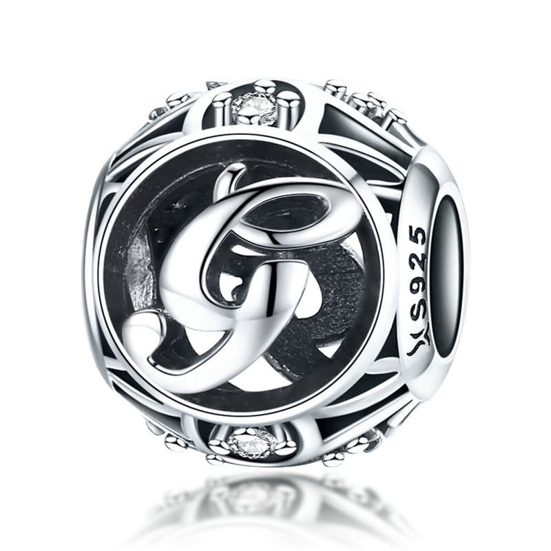 Literka G alfabet charms koralik srebro 925