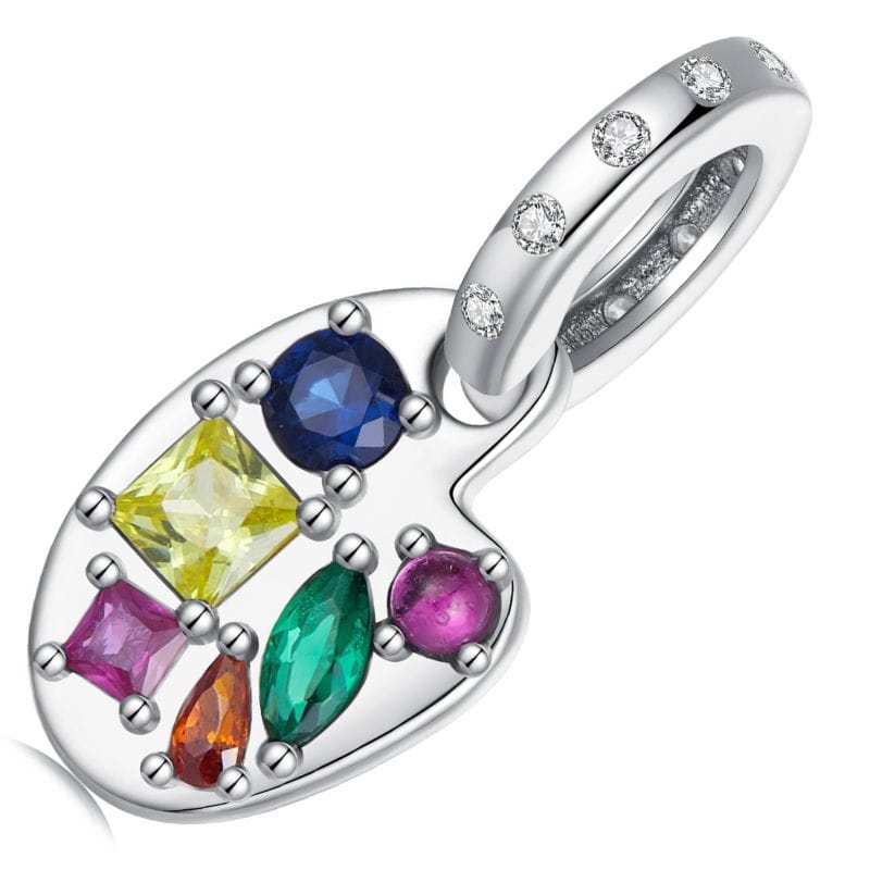 Paleta malarska z kolorowymi kryształami srebrny charms zawieszka beads