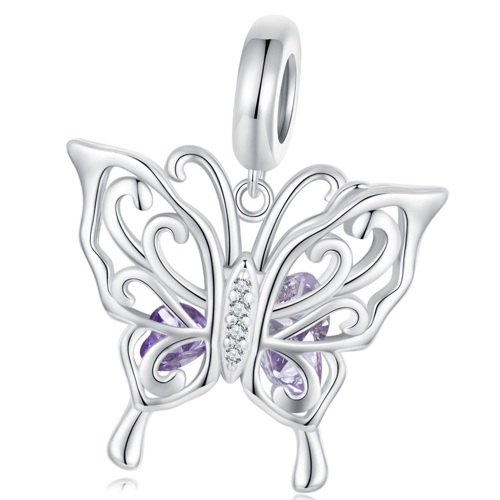 Srebrny motyl z kryształkami charms zawieszka beads srebro 925