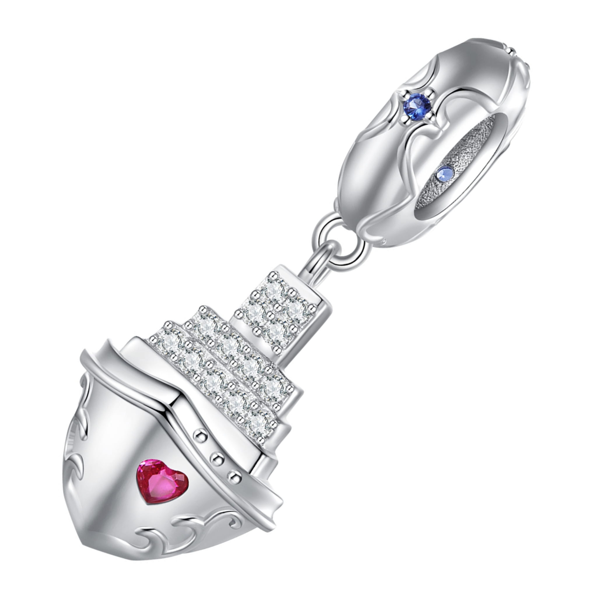Statek Titanic serce srebrny charms zawieszka beads