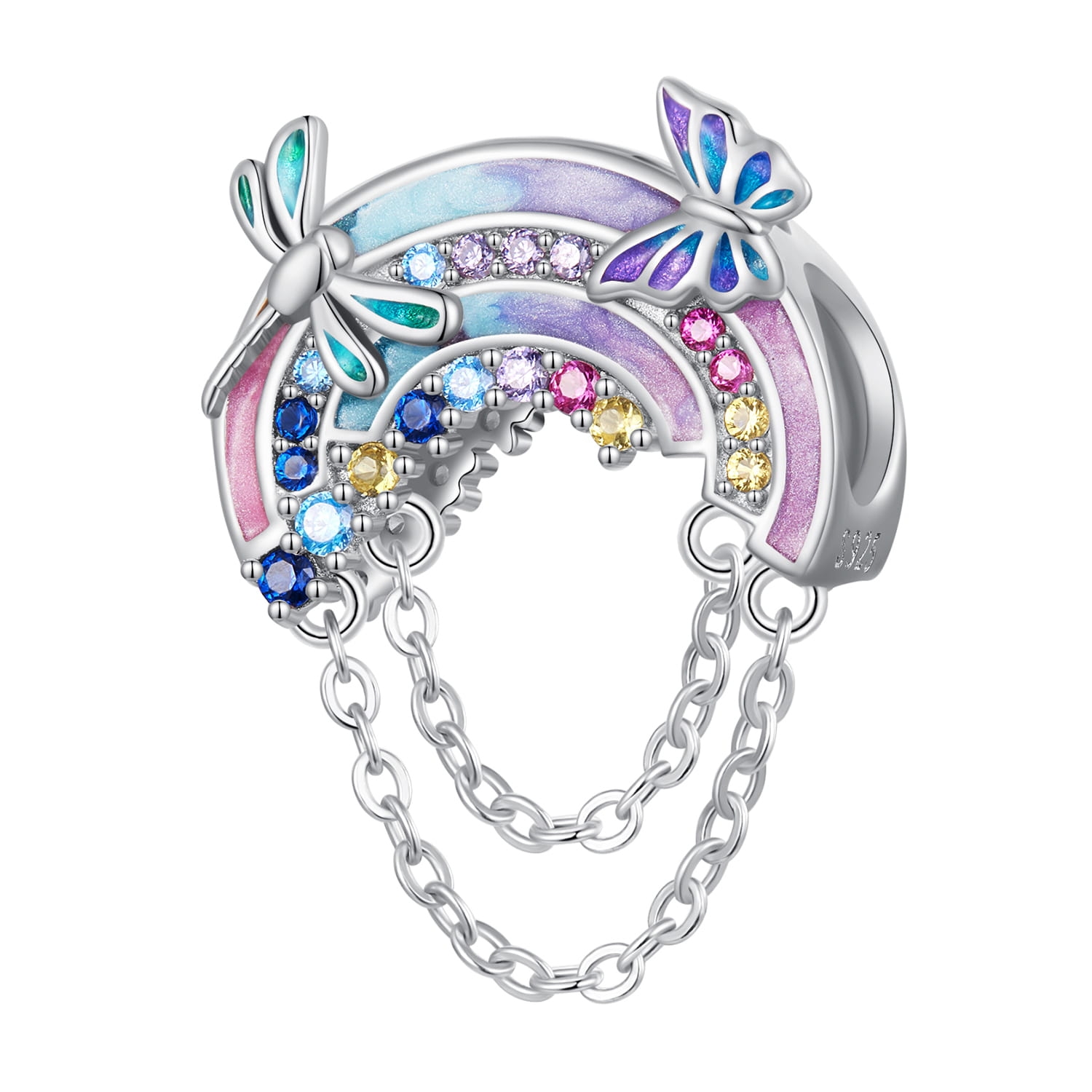 Kolorowa tęcza srebrny charms koralik beads srebro 925