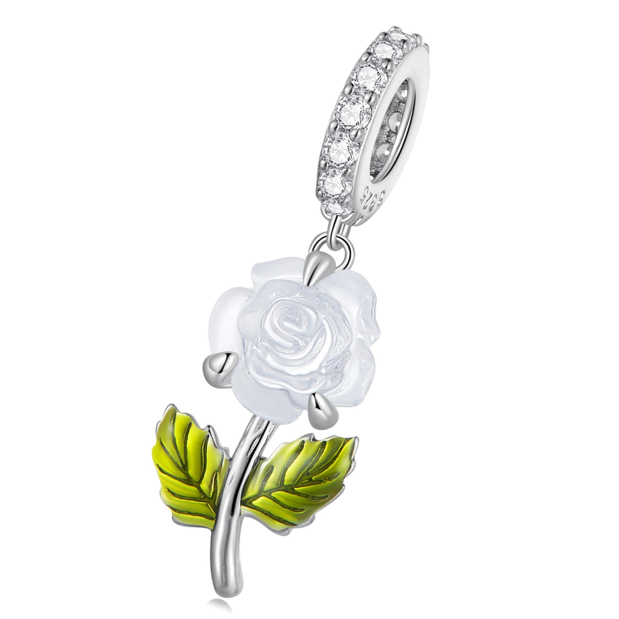 Kwiat róży zmieniający kolor srebrny charms zawieszka beads