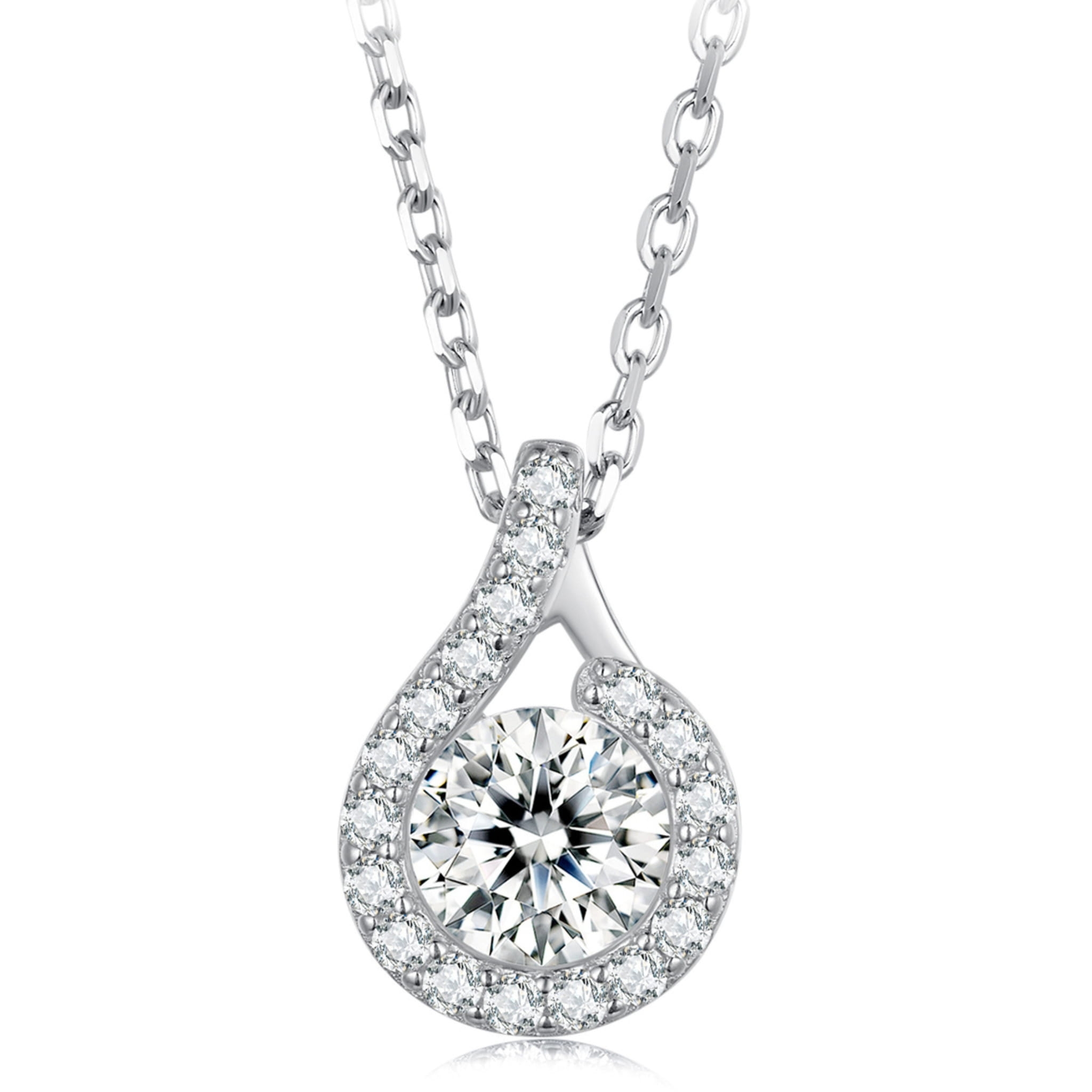 Srebrny naszyjnik łezka Moissanit 1,0 ct srebro 925