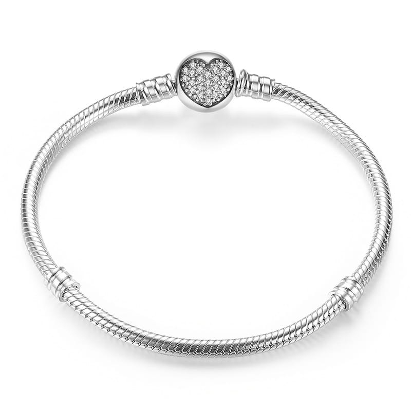 Srebrne bransoletka modułowa 19 cm serce do zawieszek charms