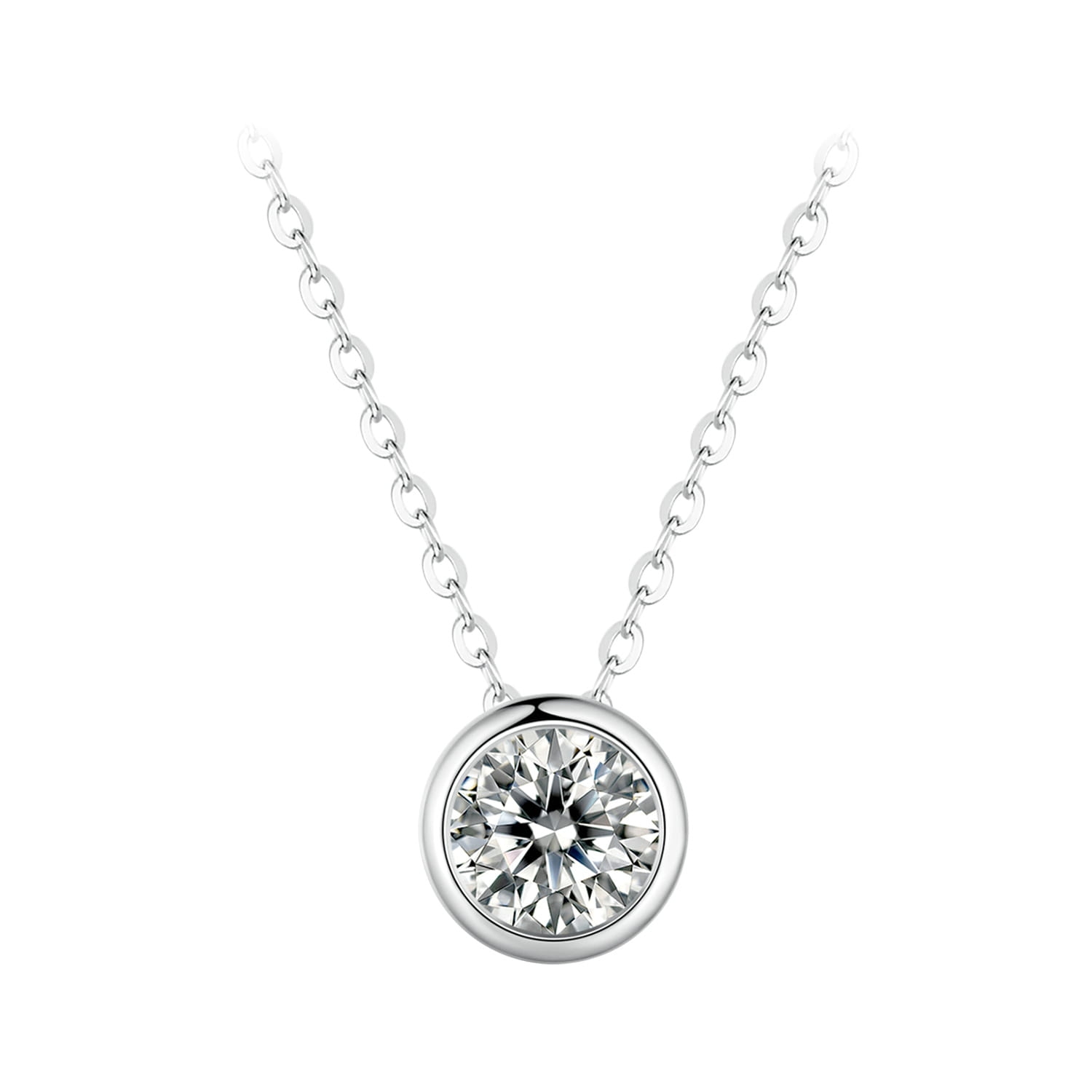 Srebrny naszyjnik Moissanit 0,5 ct 40-45 cm srebro 925