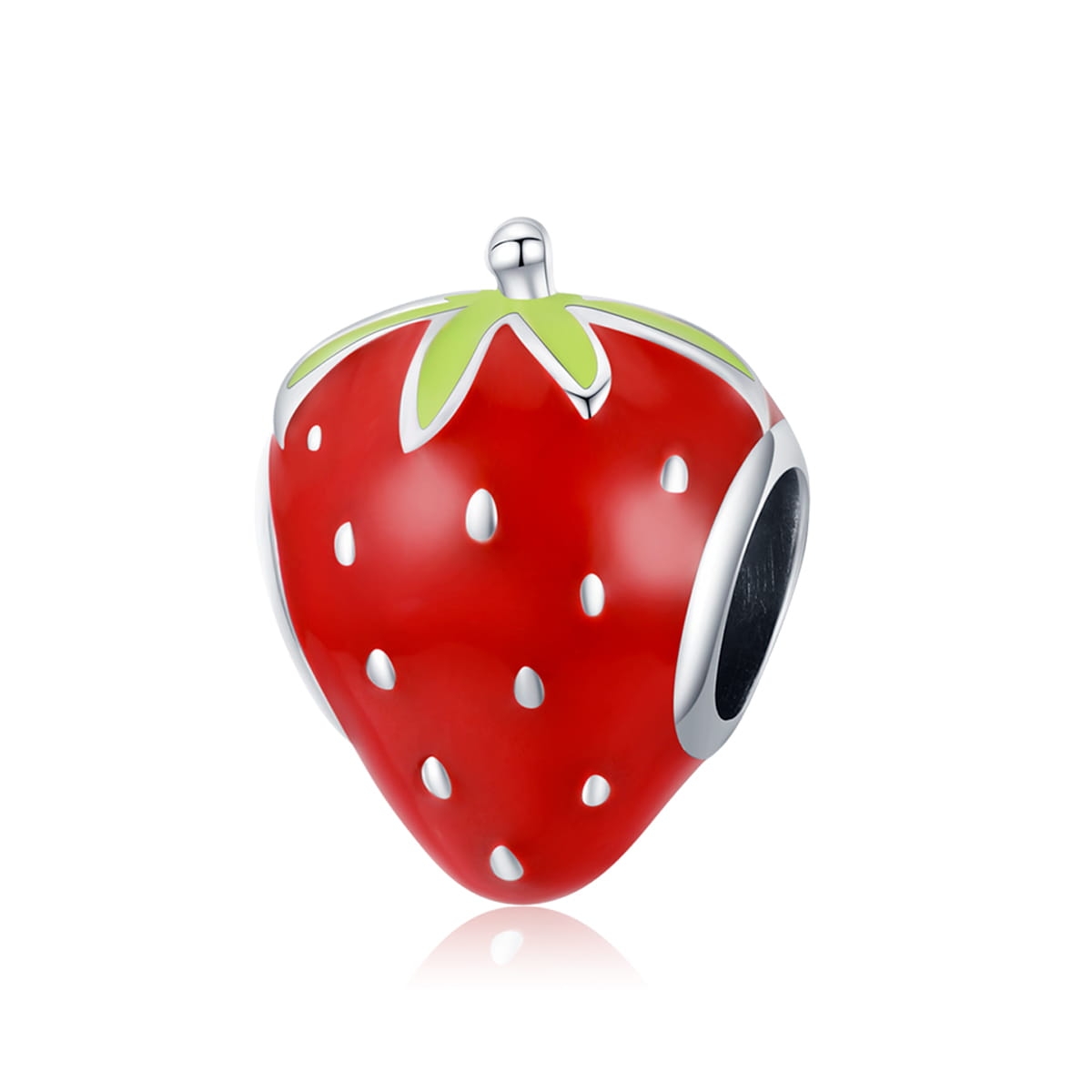 Emaliowany srebrny charms truskawka koralik beads srebro 925