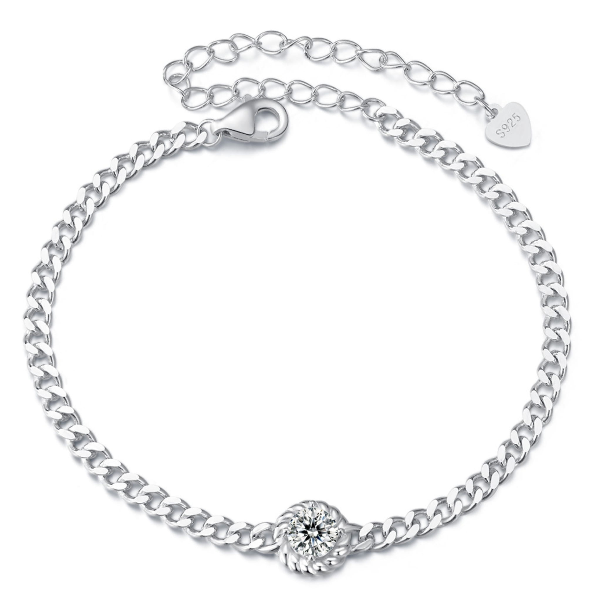 Bransoletka Moissanit 5,0 x 5,0 mm 0,5 ct srebrna 925