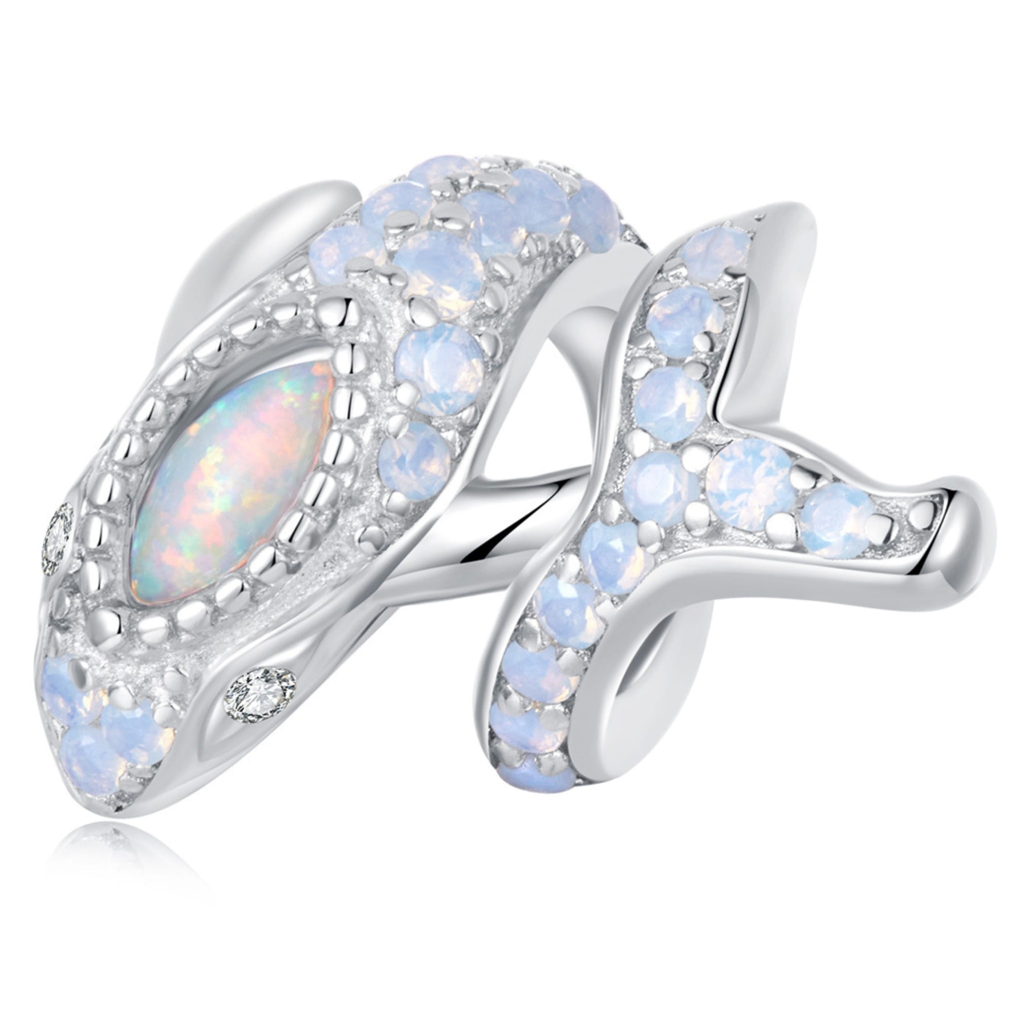 Opalizujący wieloryb srebrny charms koralik beads srebro 925