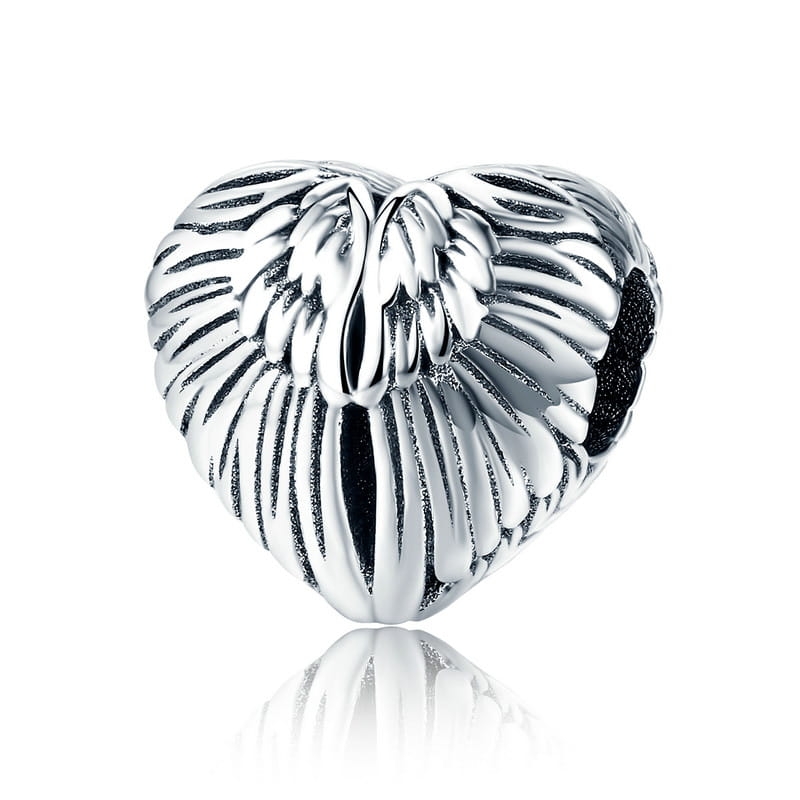 Srebrne serce ze skrzydeł anioła charms koralik beads srebro 925
