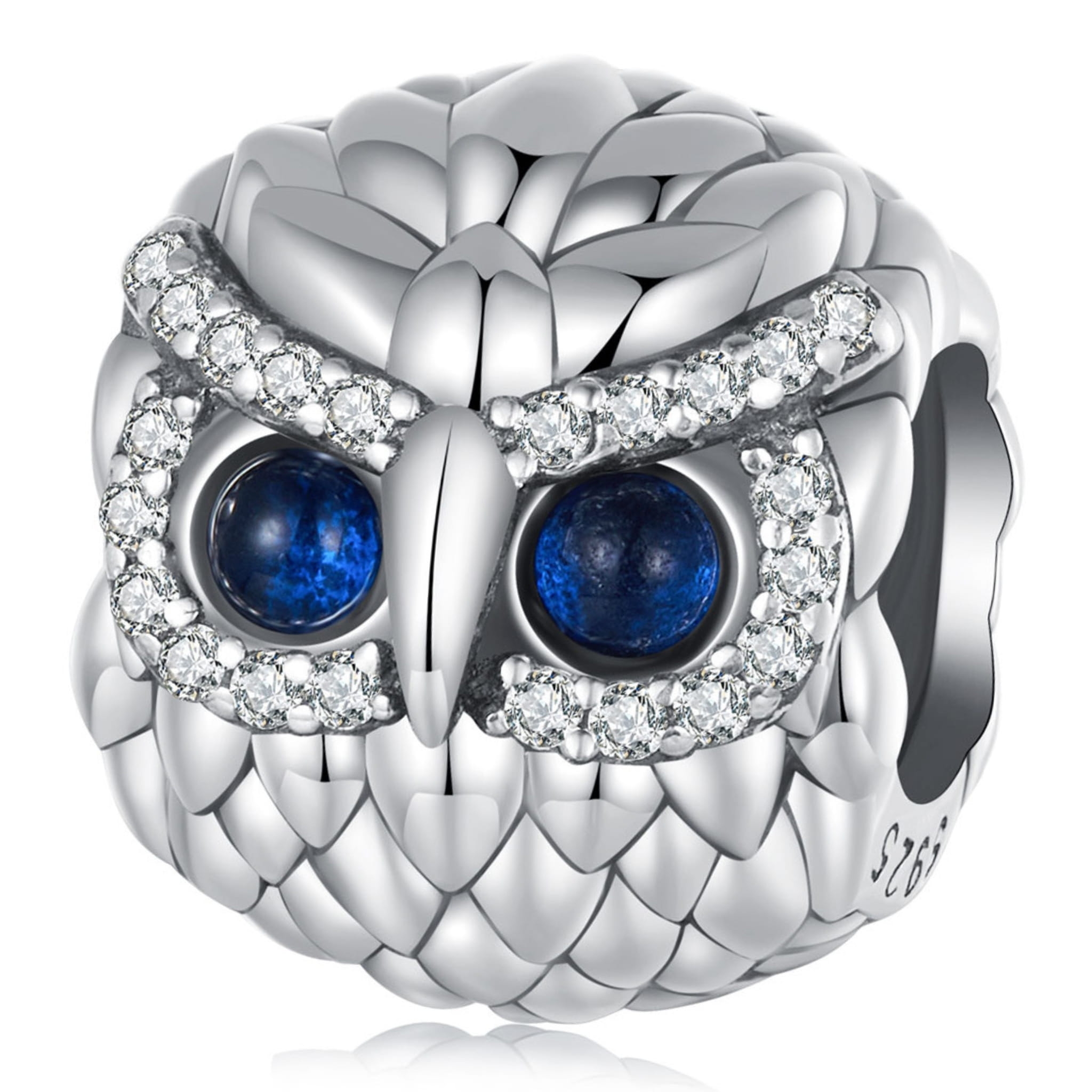 Sowa z kryształowymi oczami srebrny charms koralik beads srebro 925