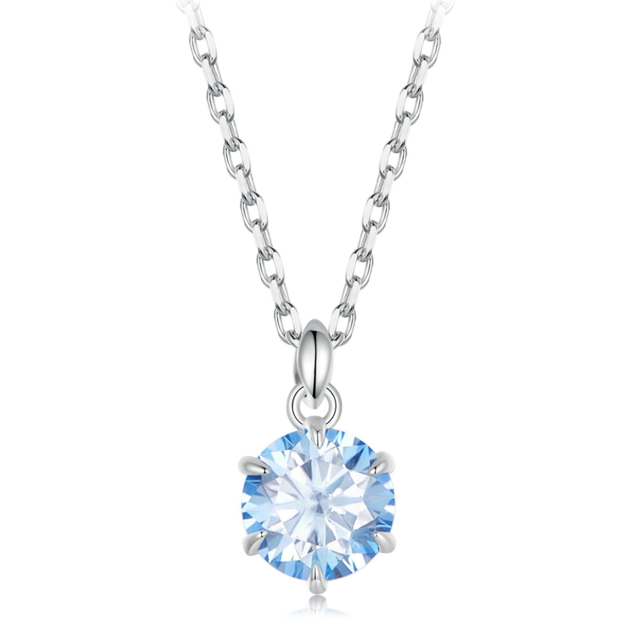 Srebrny naszyjnik niebieski Moissanit 1,0 ct srebro 925