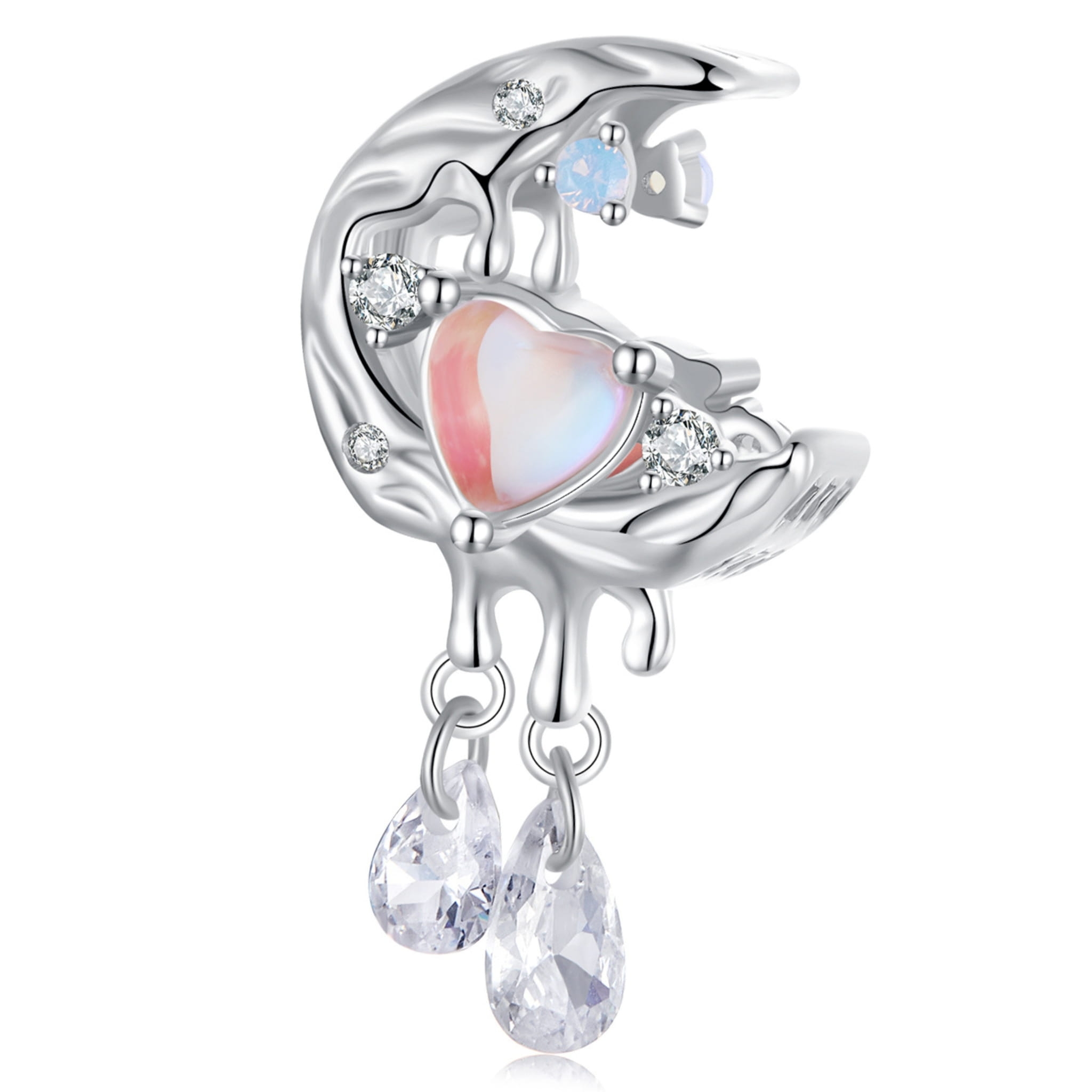 Srebrny koralik księżyc ozdobiony kryształami charms srebro 925 beads