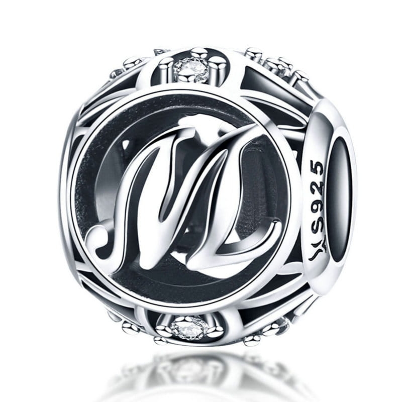 Literka M alfabet charms koralik srebro 925