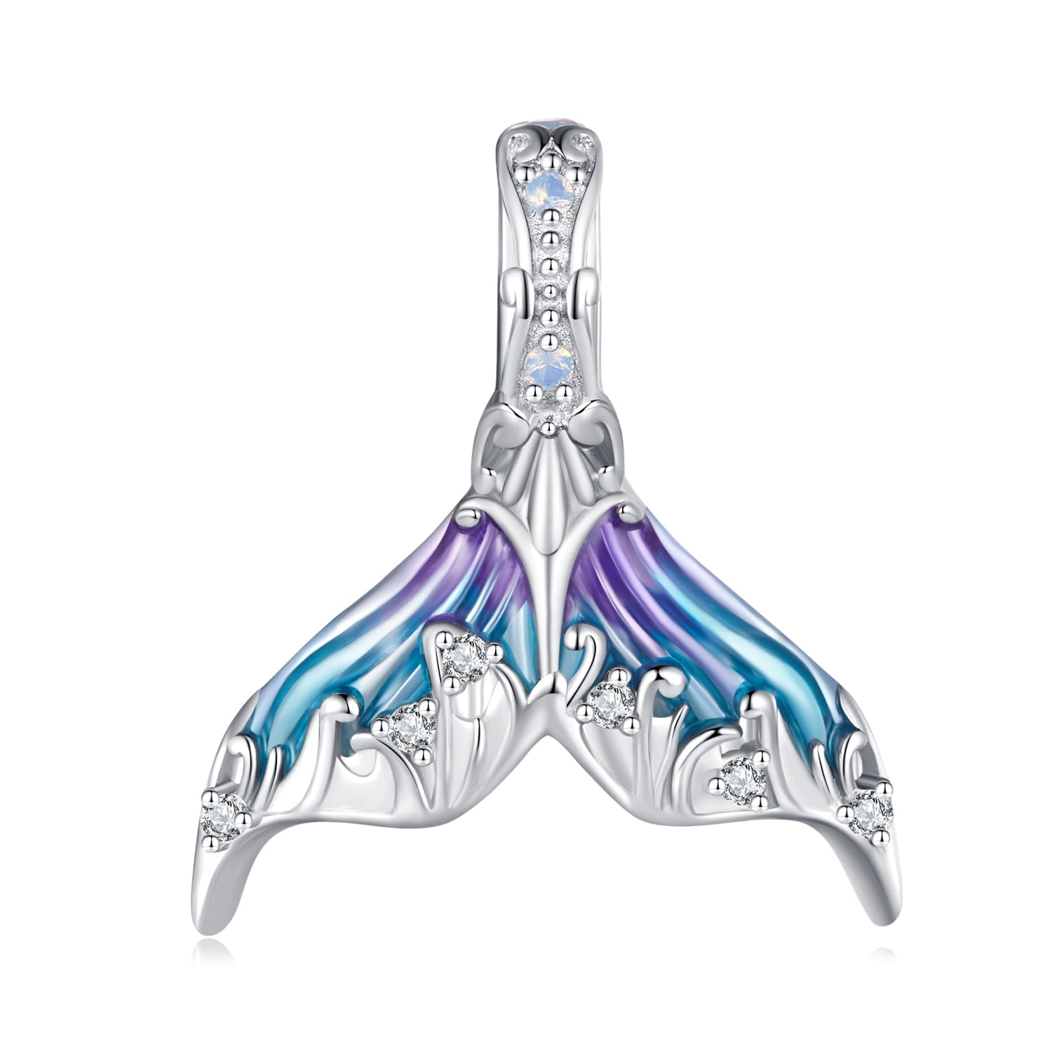 Syreni ogon srebrny charms koralik beads