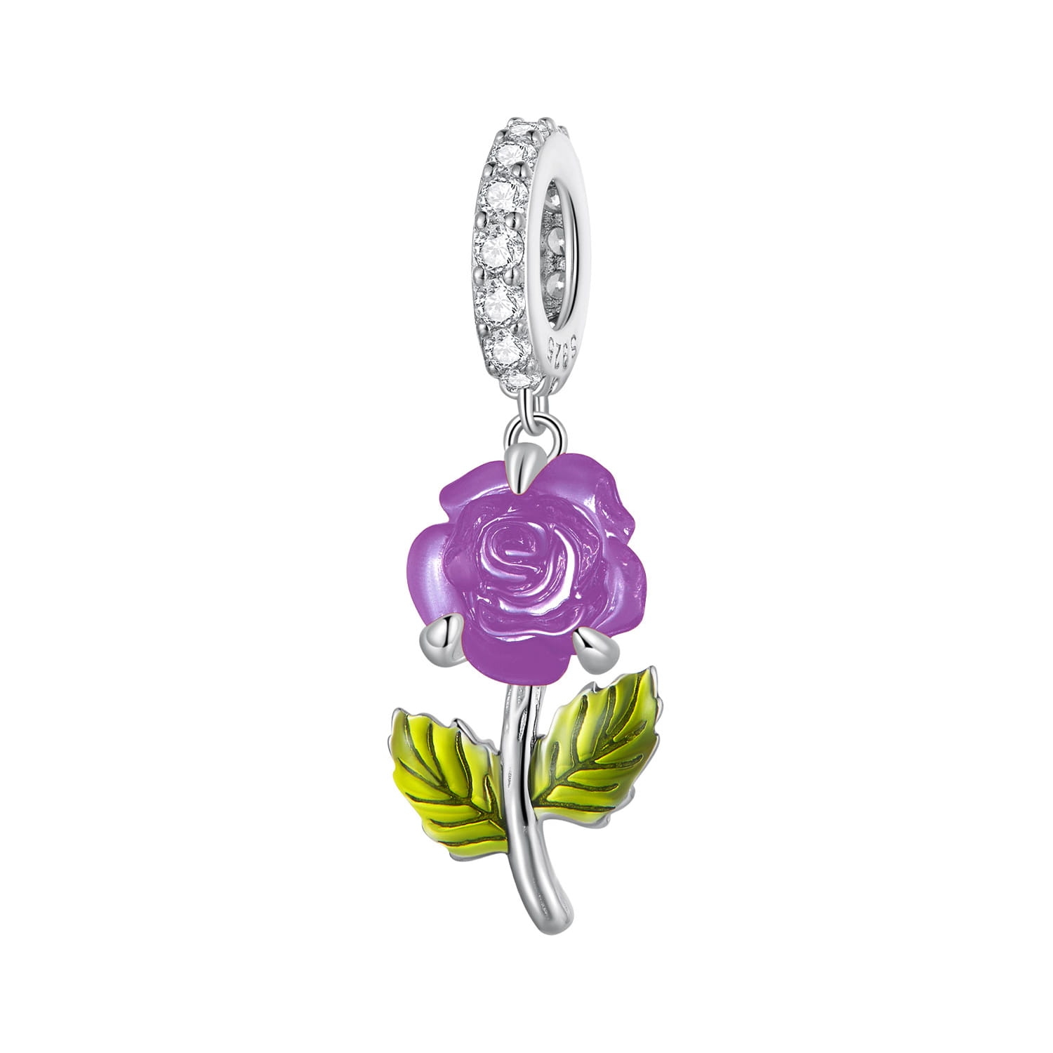 Kwiat róży zmieniający kolor srebrny charms zawieszka beads
