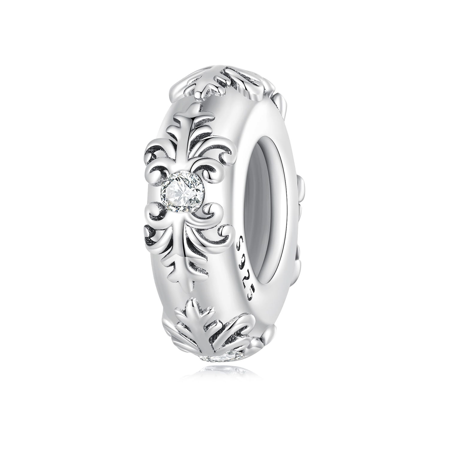 Stoper ozdobiony listkami do bransoletki charms srebro 925