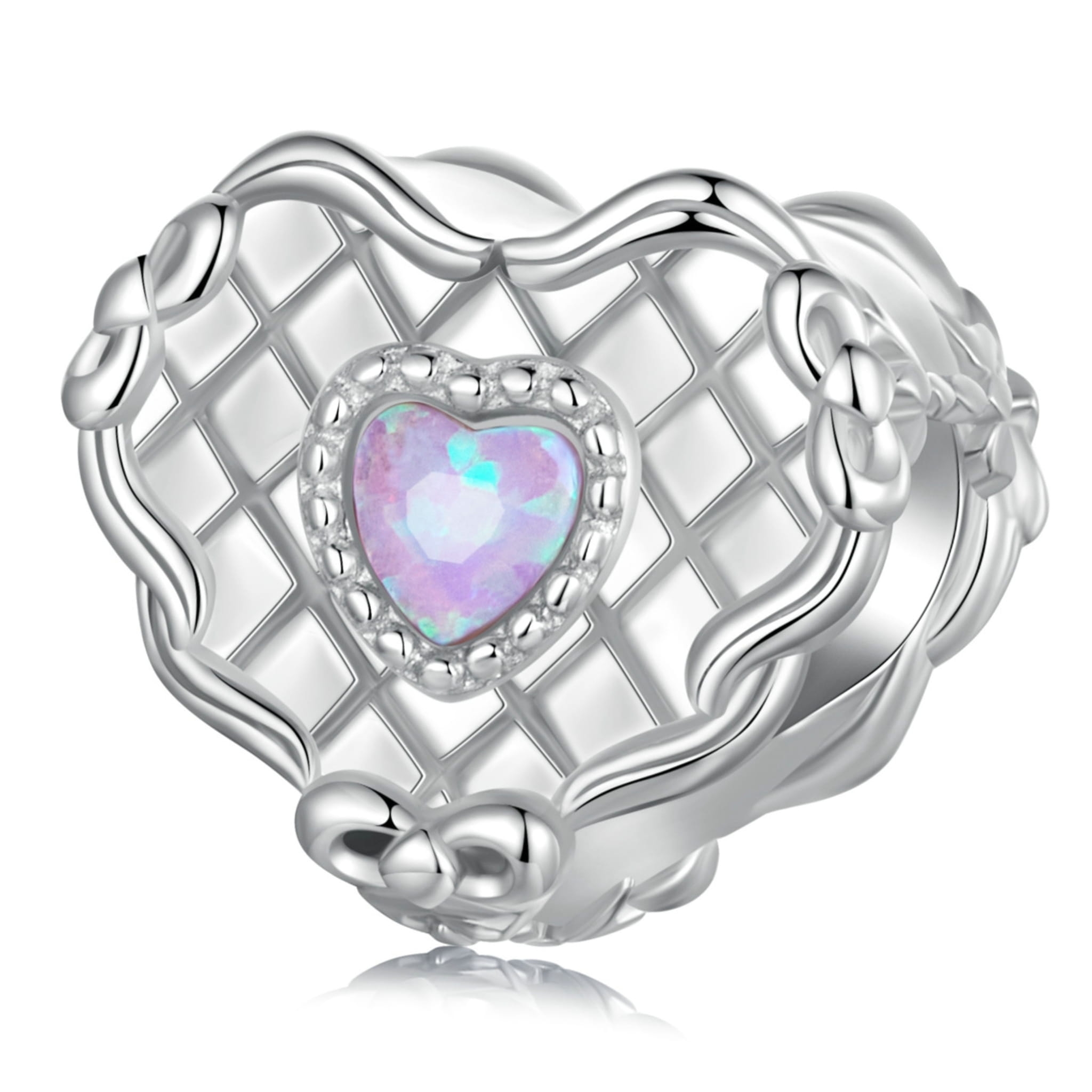 Srebrny charms torcik w kształcie serca koralik srebro 925 beads