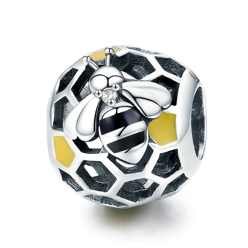 Srebrny charms plaster miodu z pszczołą koralik beads srebro 925