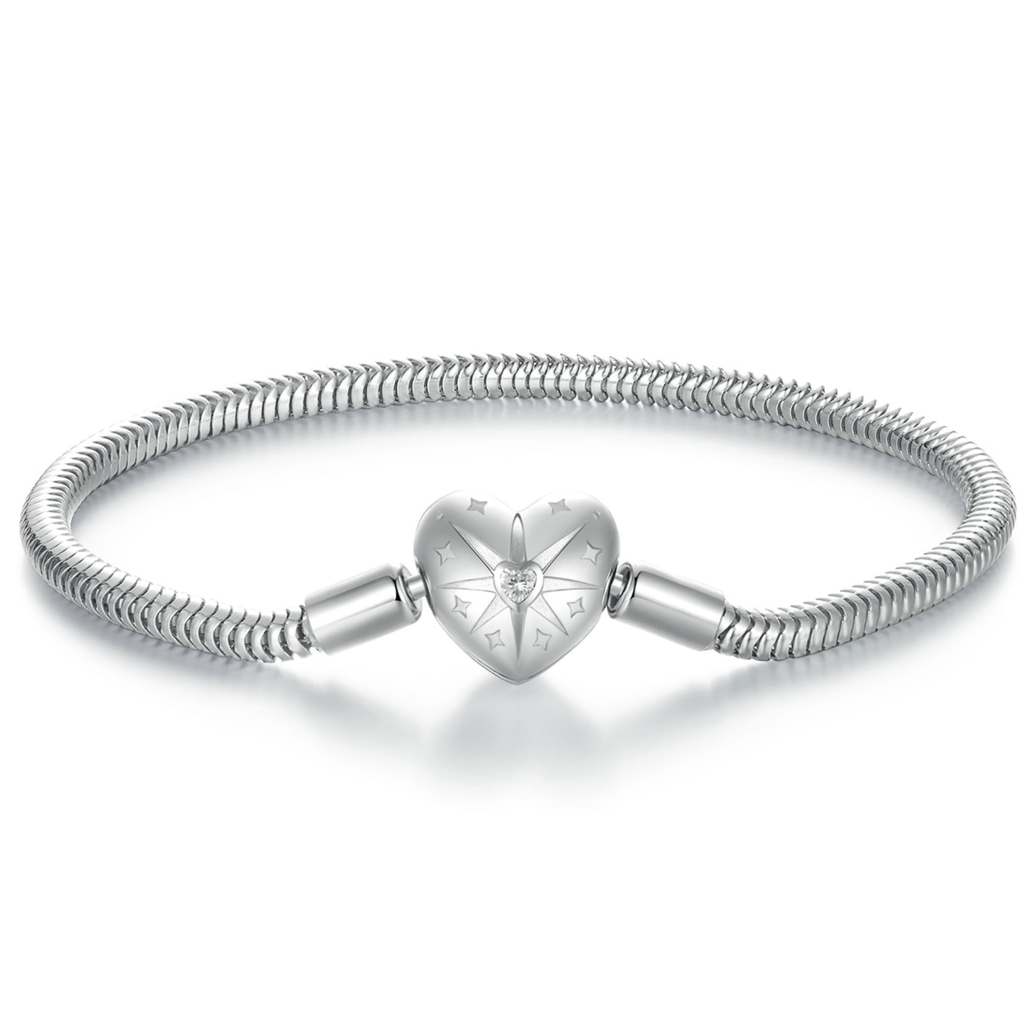 Srebrna bransoletka modułowa 19 cm zapięcie serce do zawieszek charms