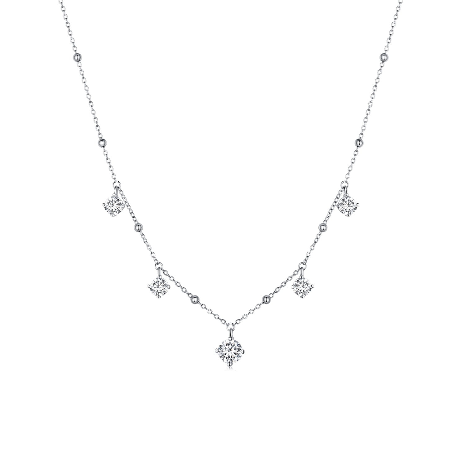 Srebrny naszyjnik Moissanit 1x1,0ct 4x0,5 ct srebro 925