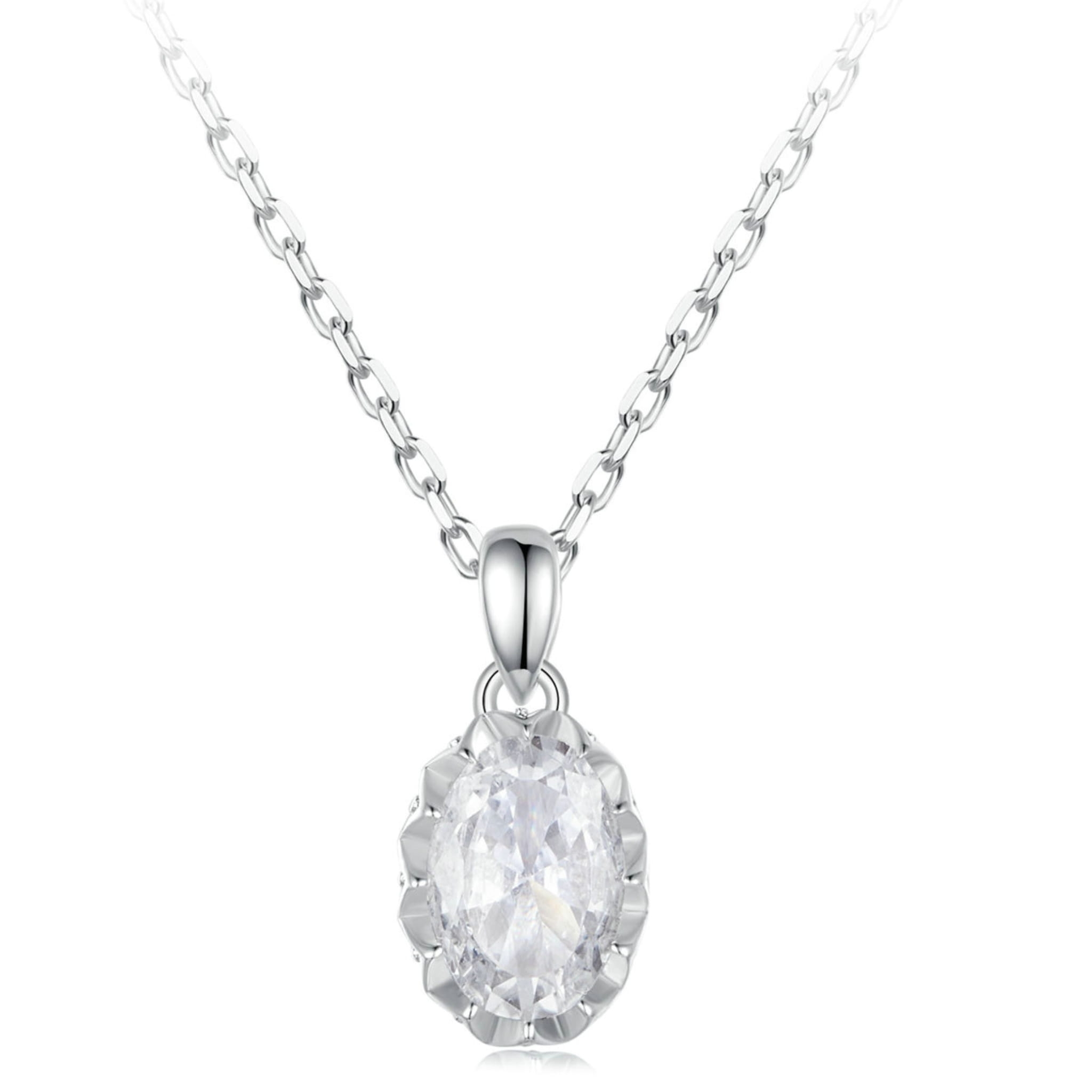 Srebrny naszyjnik owalny Moissanit 1,0 ct srebro 925