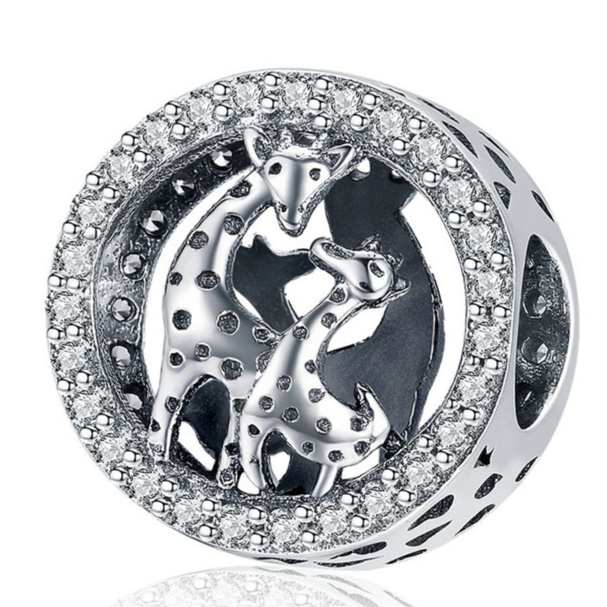 Srebrny charms dwie urocze żyrafy beads srebro 925 koralik