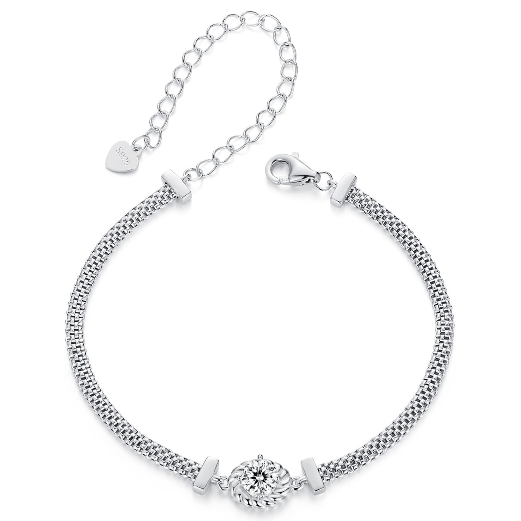 Bransoletka Moissanit 5,0 x 5,0 mm 0,5 ct srebrna 925