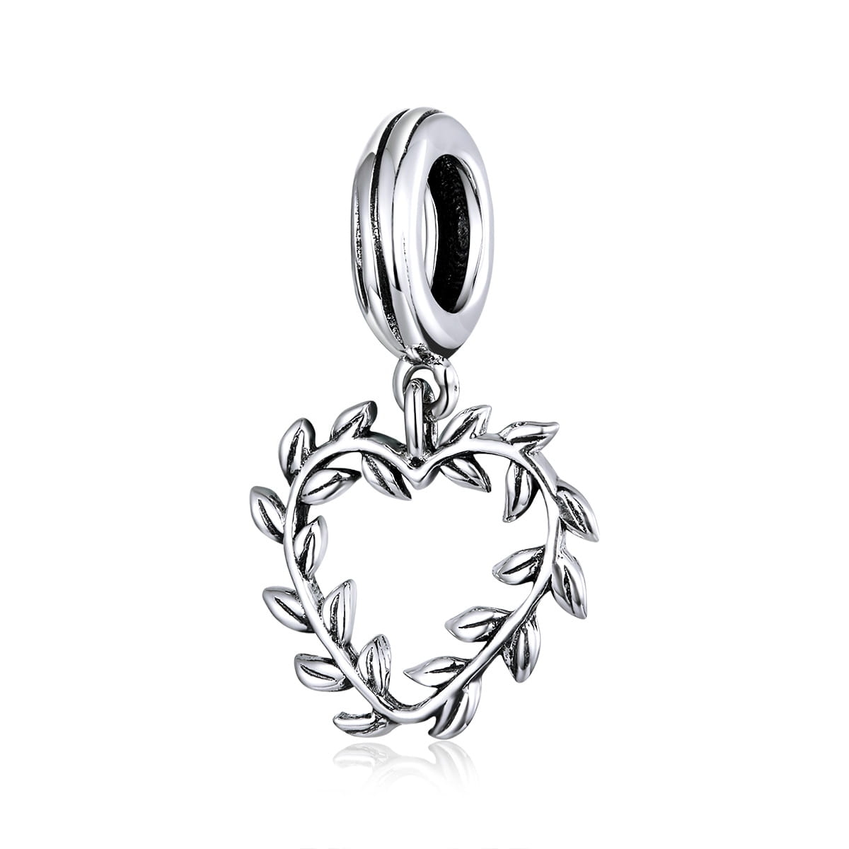 Serce z roślin srebrny charms zawieszka beads srebro 925