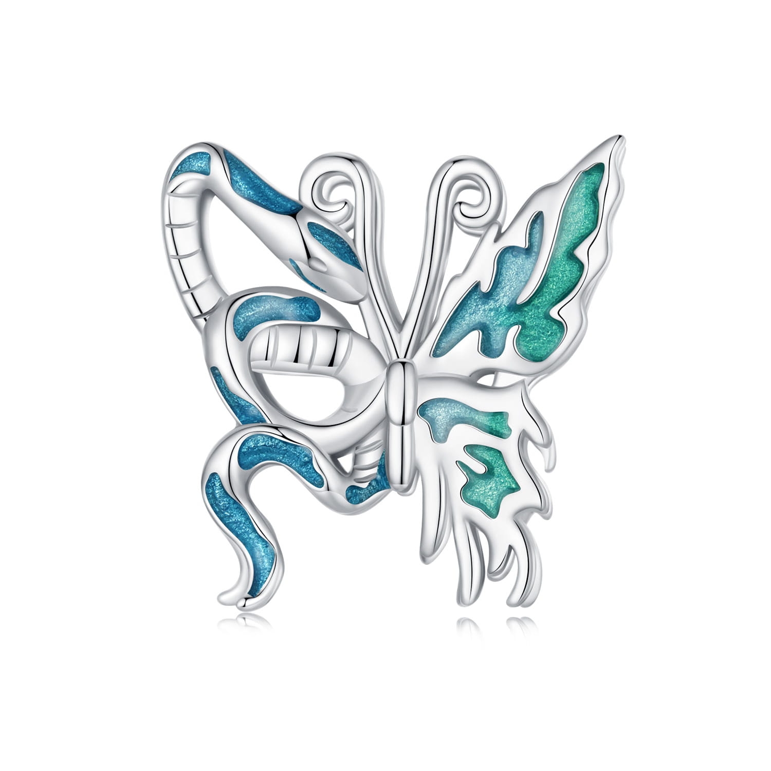 Motyl i Wąż połączone w srebrny charms koralik beads