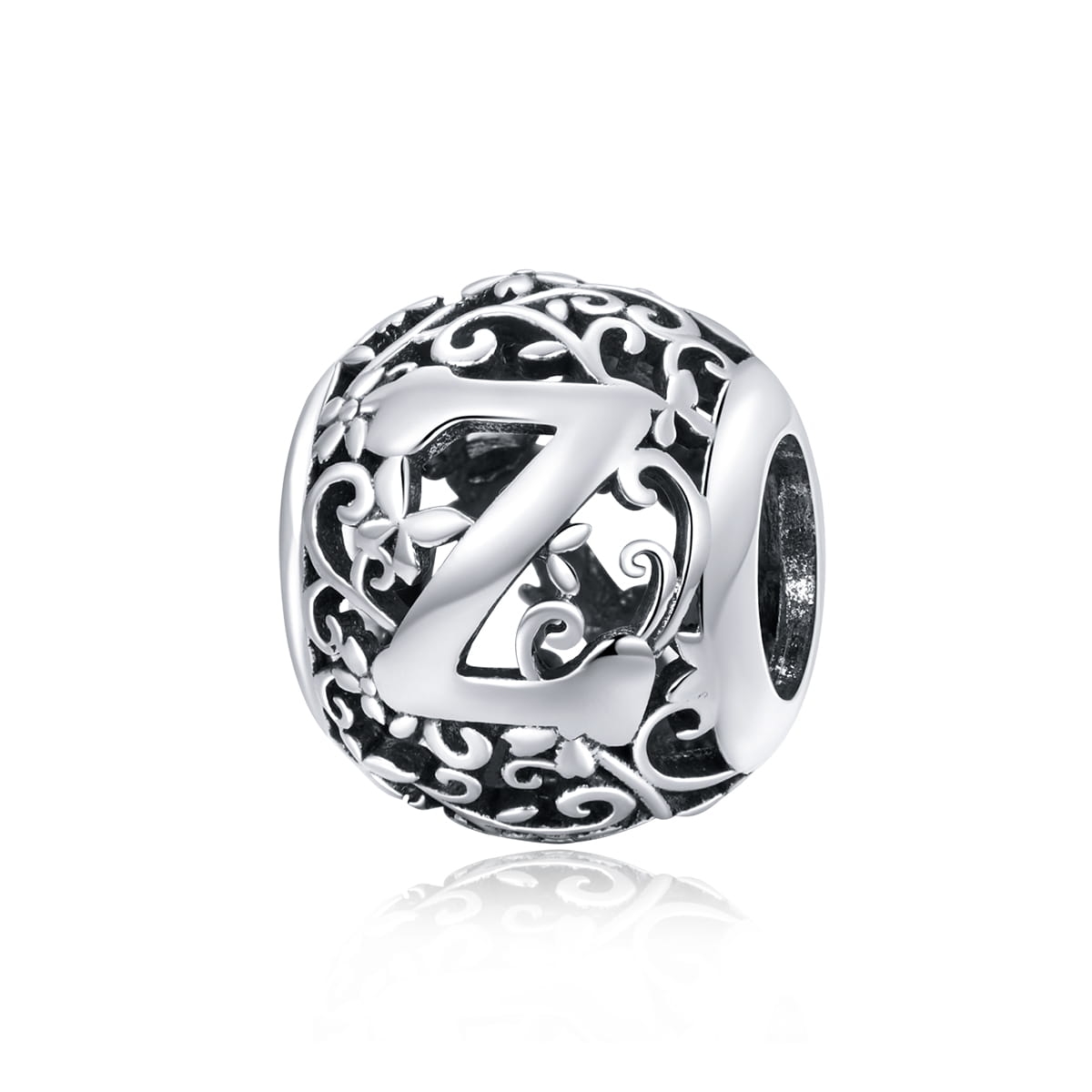 Litera Z alfabet srebrny charms beads do bransoletki modułowej