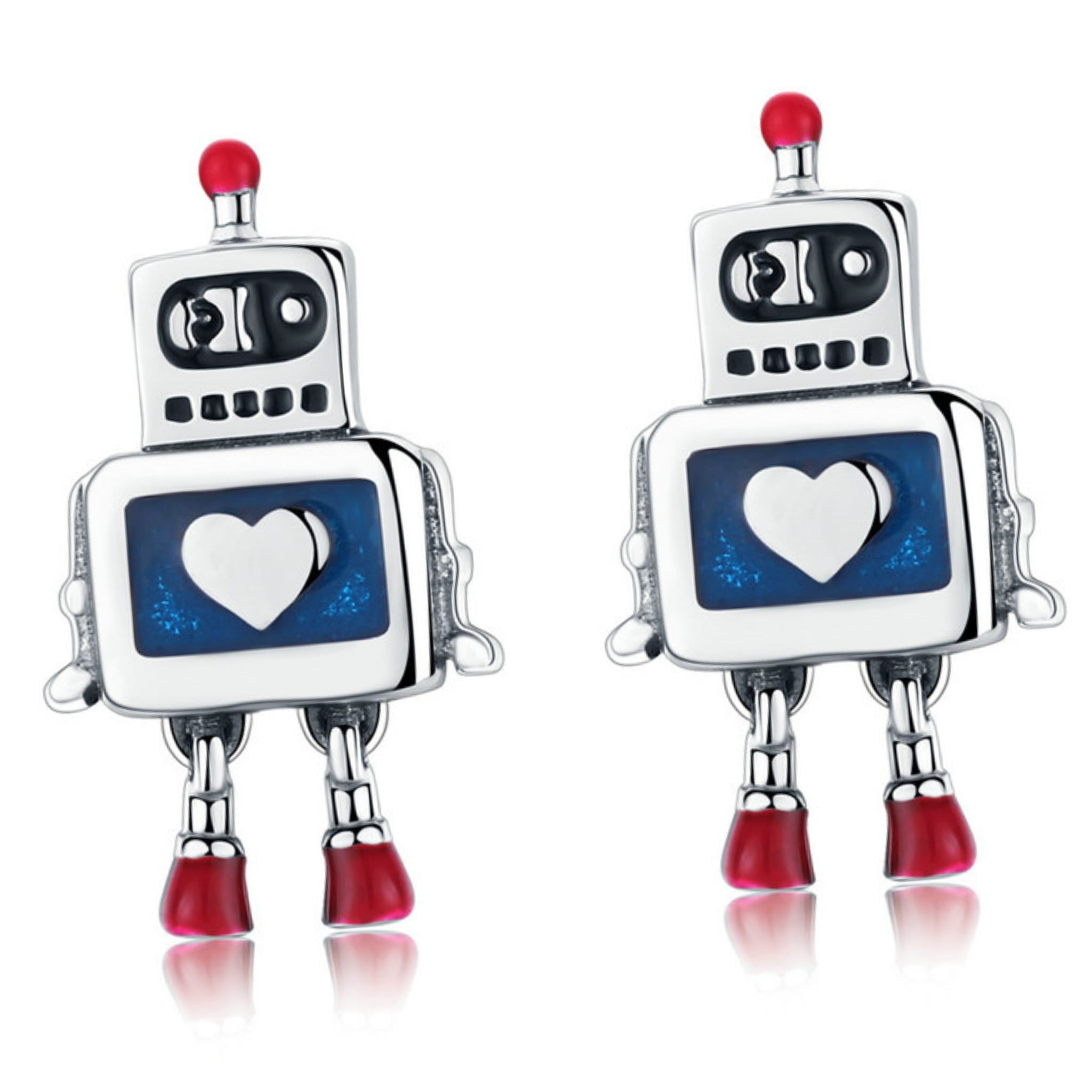 Srebrne kolczyki roboty z sercami sztyfty srebro 925