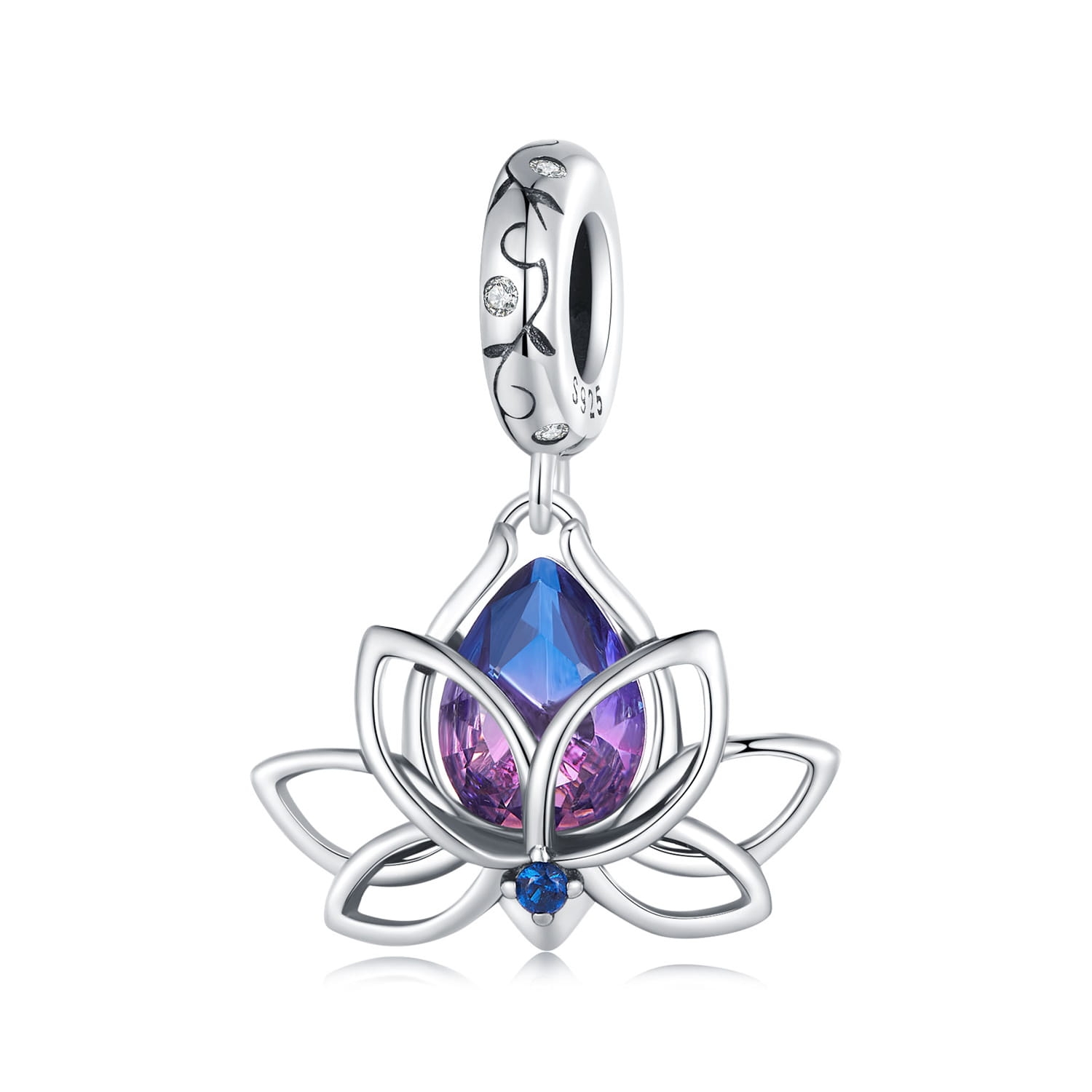 Kwiat lotosu srebrny charms zawieszka beads do bransoletki
