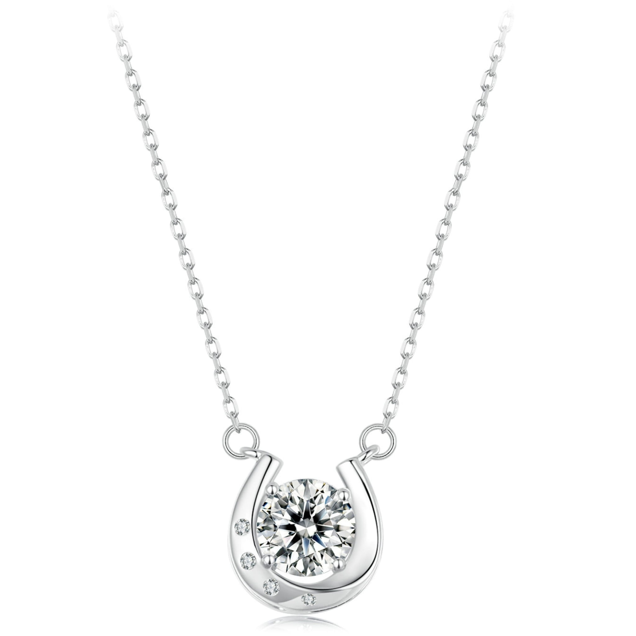 Srebrny naszyjnik szczęsliwa podkowa Moissanit 1,0 ct srebro 925