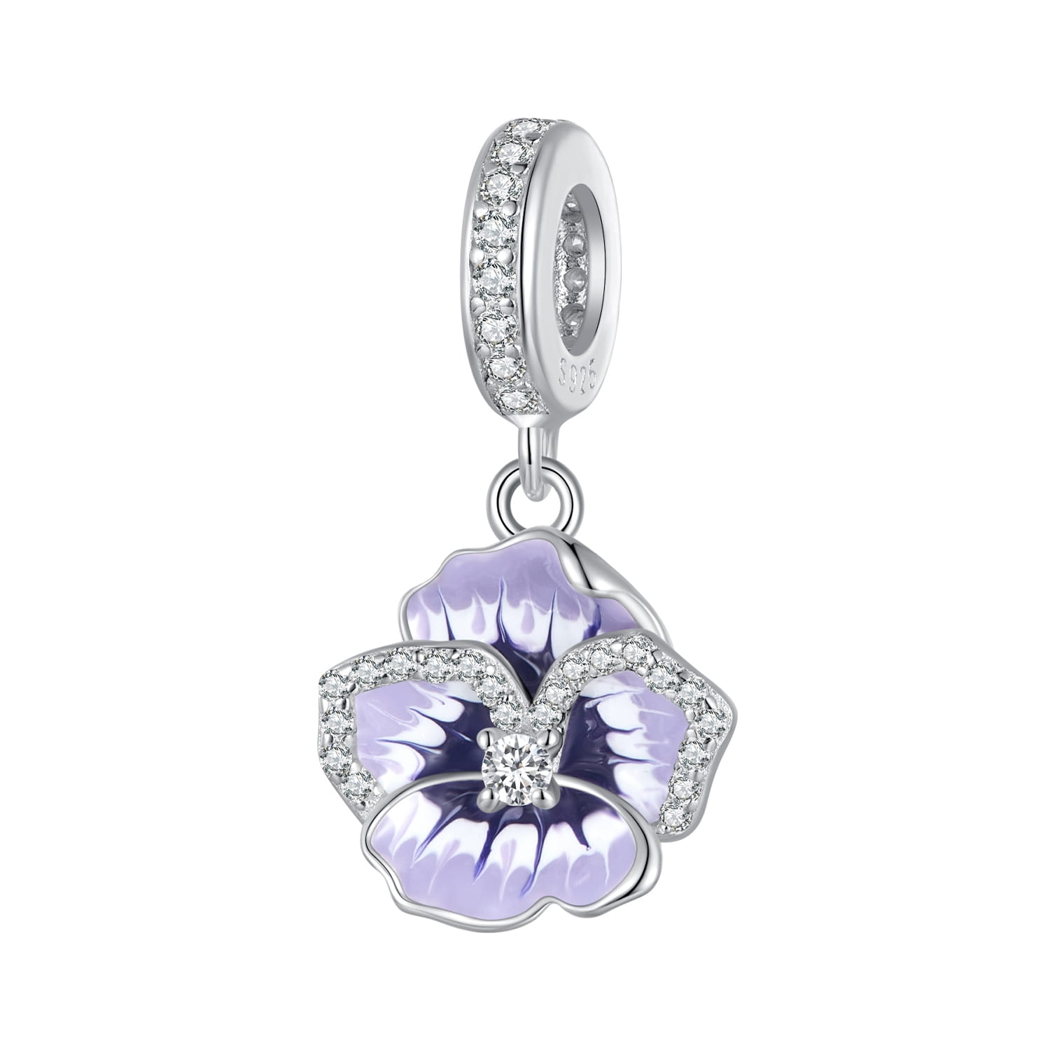 Kwiat orchidei w kryształki srebrny charms zawieszka beads