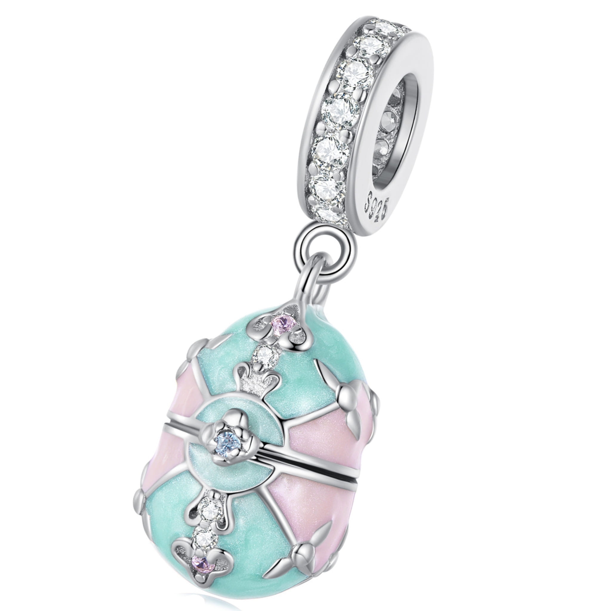 Jajko Faberge z krzyżykiem srebrny charms zawieszka beads