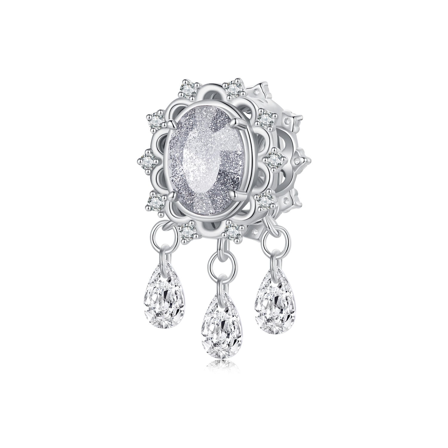 Elegancki charms z przezroczystymi kryształami srebrny koralik beads