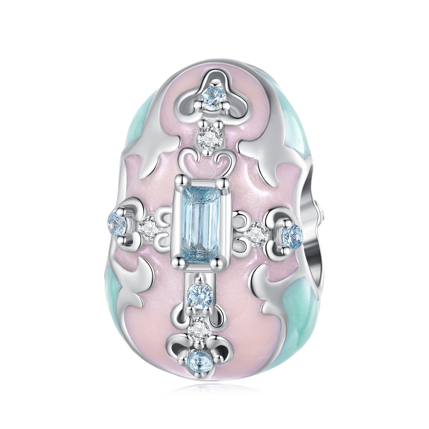 Jajko w stylu Faberge srebrny charms z kryształkami beads