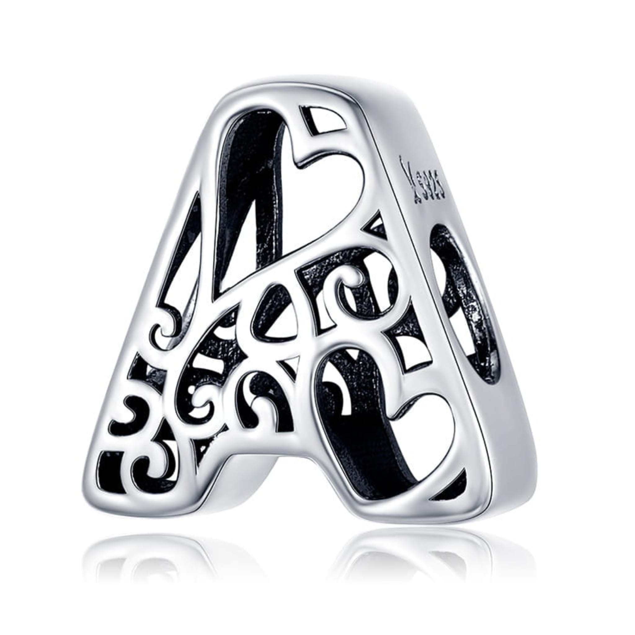 Literka A serce charms koralik srebro 925 beads