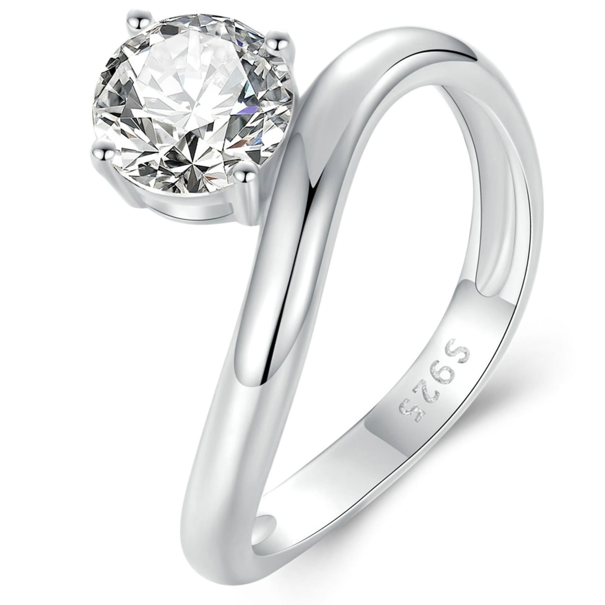 Srebrny falowany pierścionek z Moissanitem 1,0 ct srebro 925 R12