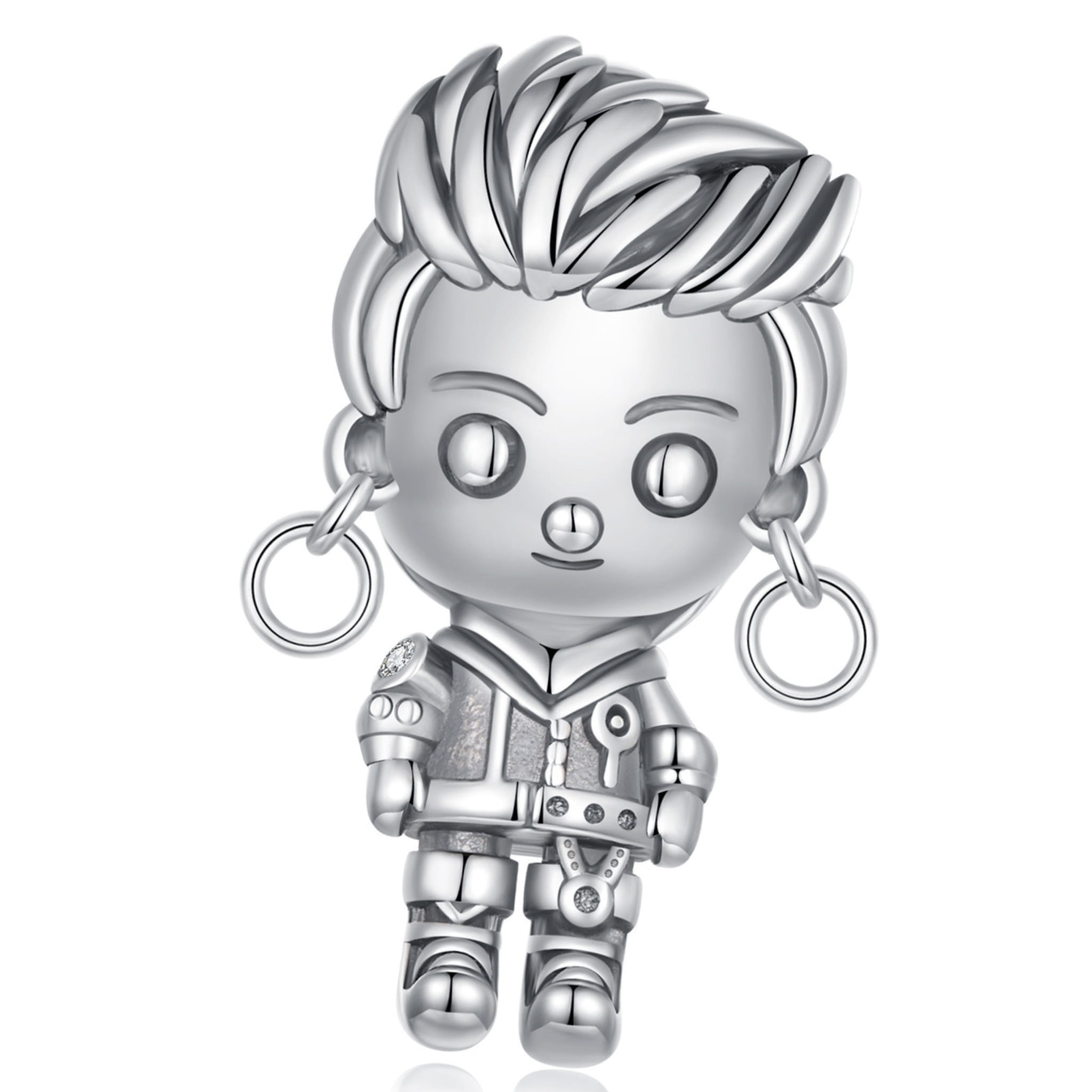 Punk chłopak srebrny charms koralik beads srebro 925