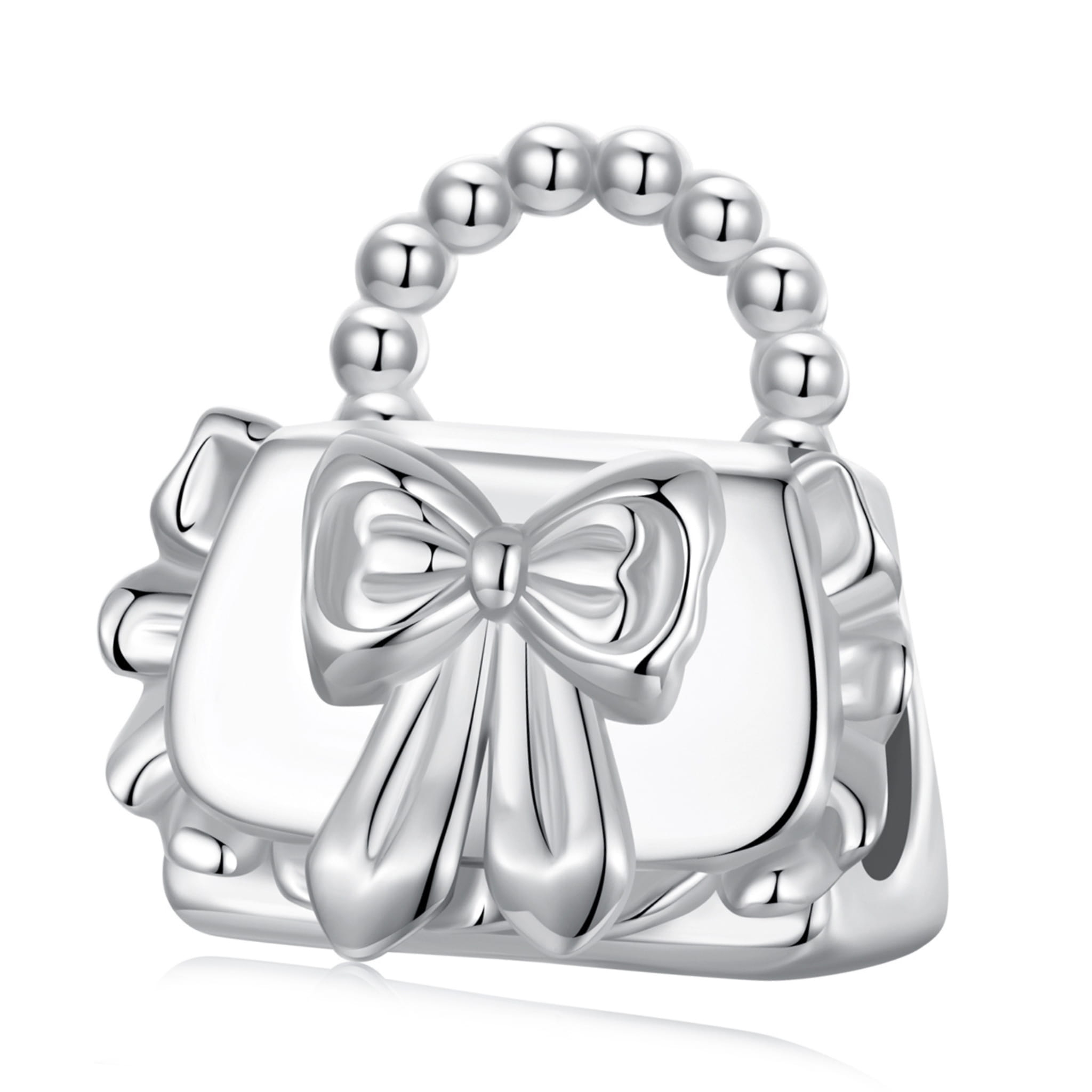Srebrny charms torebka w kokardki koralik beads srebro 925