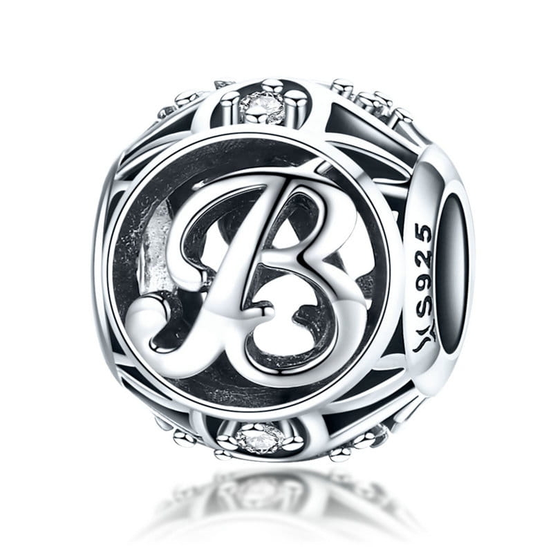 Literka B alfabet charms koralik srebro 925