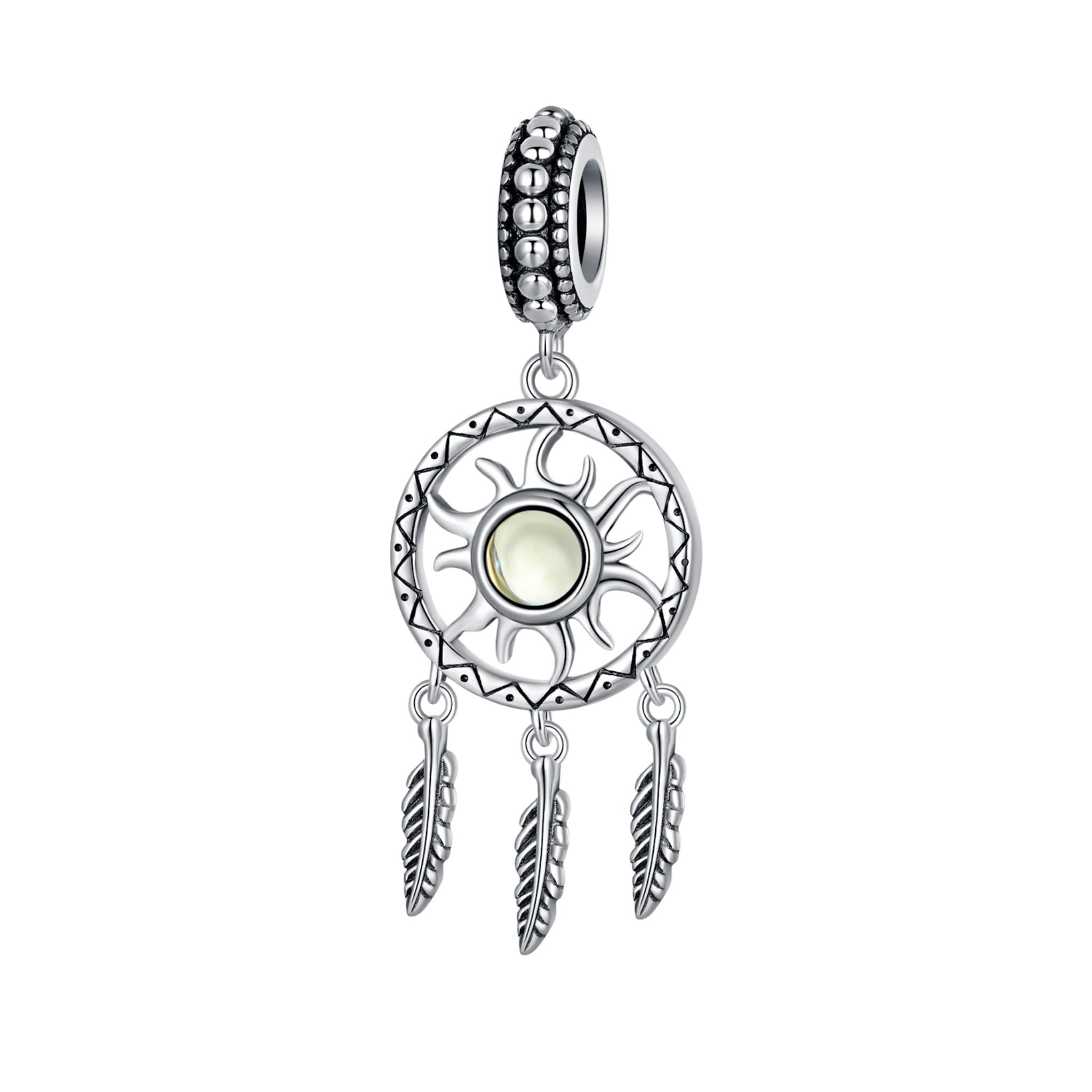 Łapacz snów z kryształem srebrna zawieszka charms beads