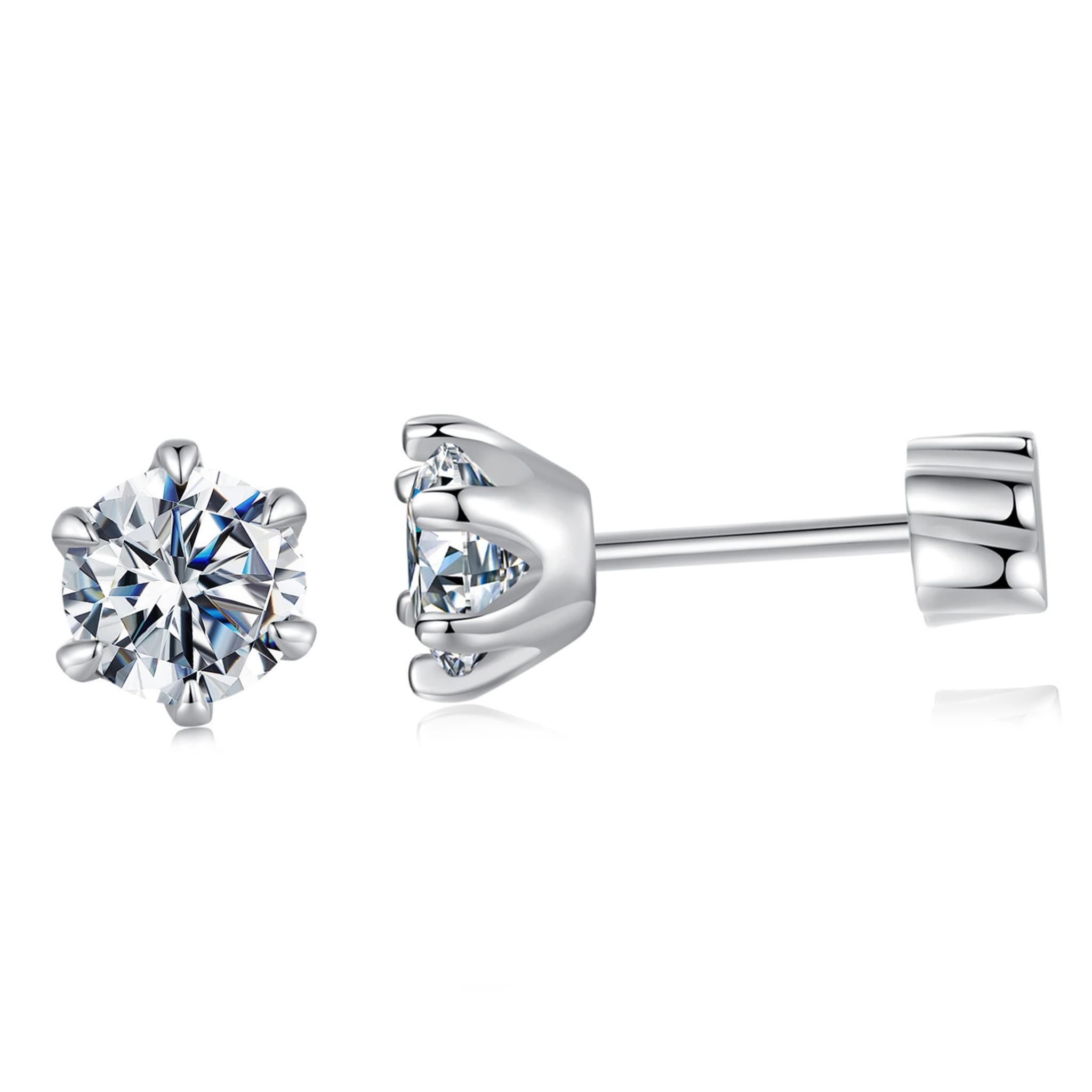 Srebrne kolczyki Moissanity 5x5mm 0,5 ct srebro 925 rozmiar M