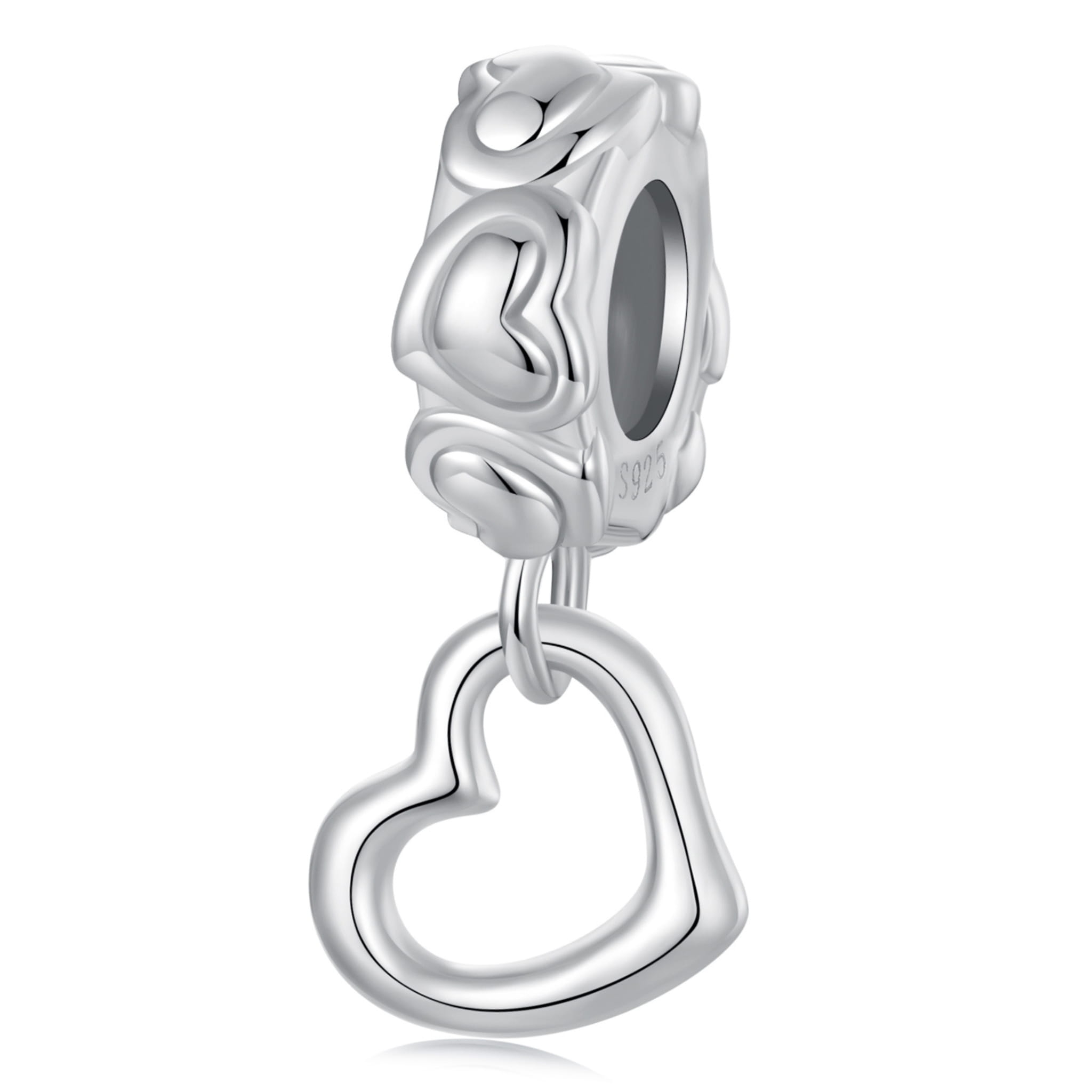 Stoper charms z wiszącym serduszkiem stoper do bransoletki srebro 925