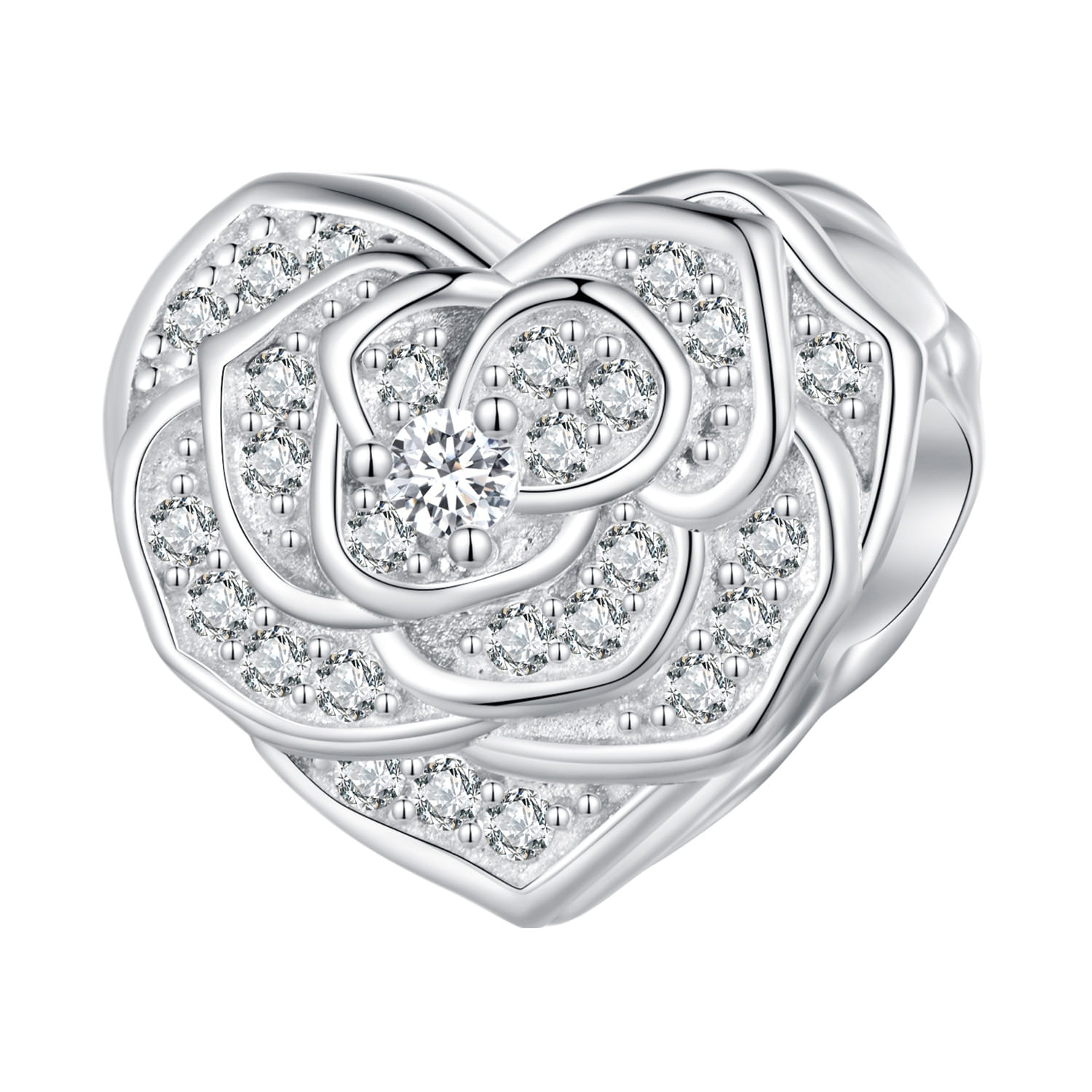 Serce z kwiatu róży srebrny charms beads srebro 925