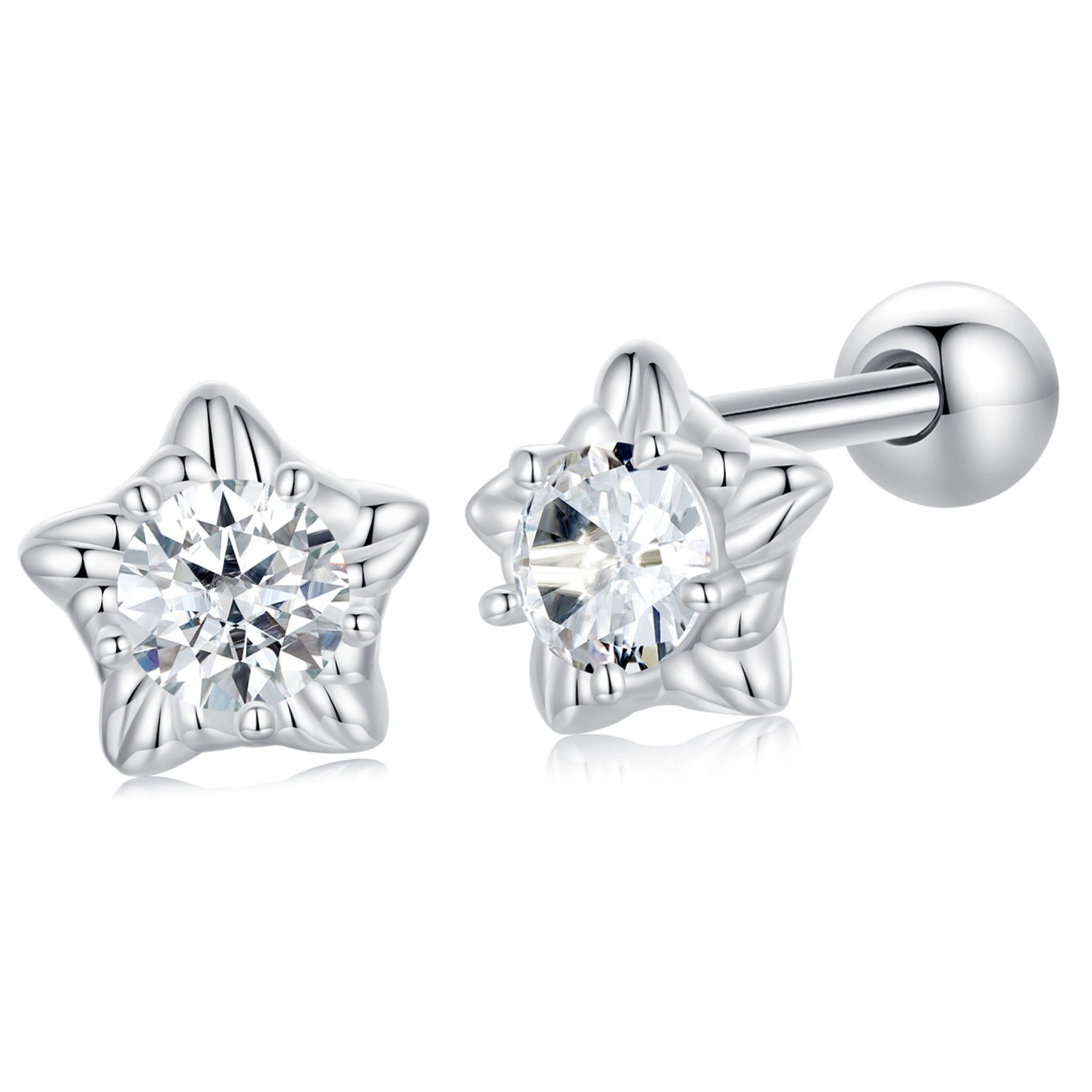 Srebrne kolczyki gwiazdki sztyfty Moissanity 0,15ct srebro 925