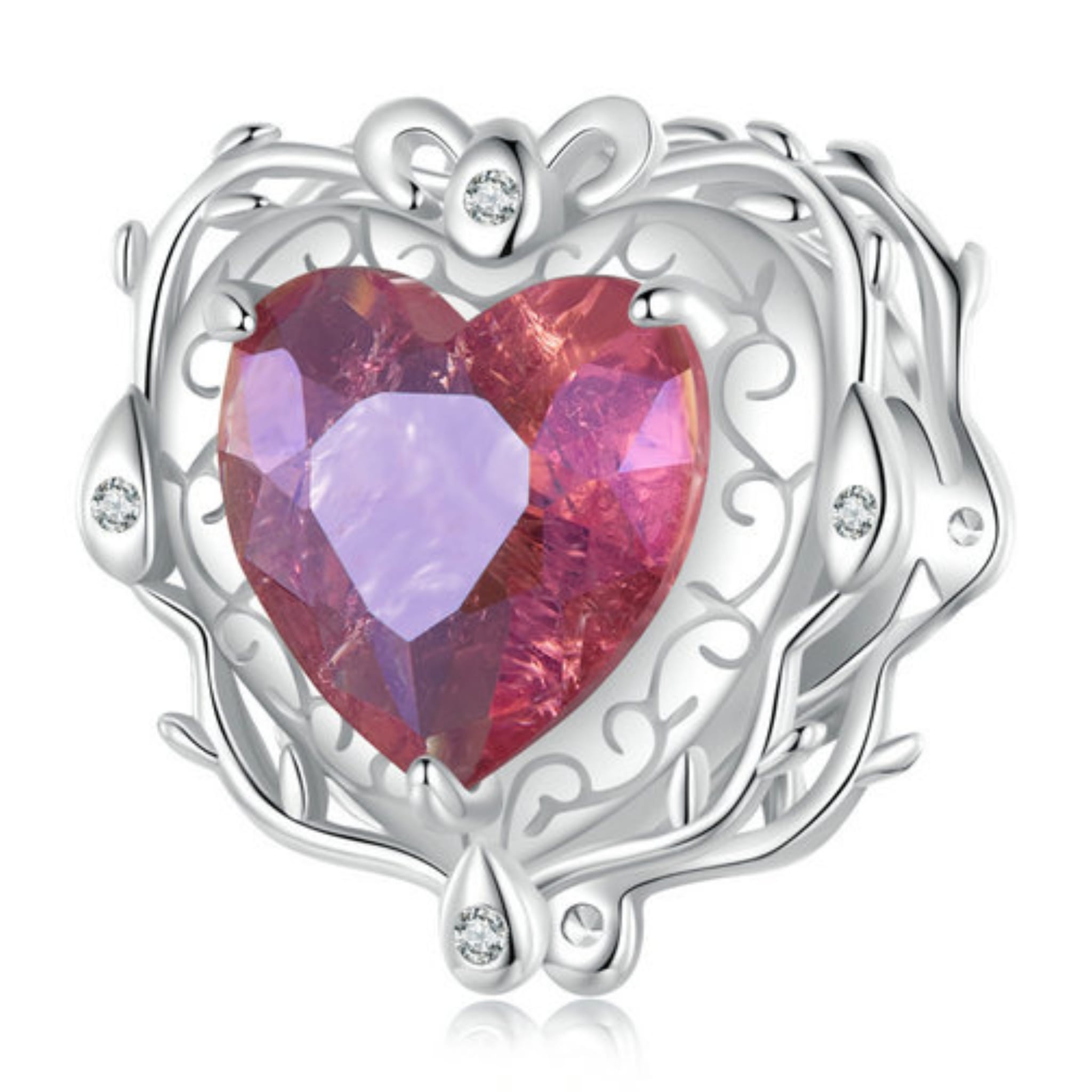 Magiczne serce z królewną srebrny koralik charms beads srebro 925