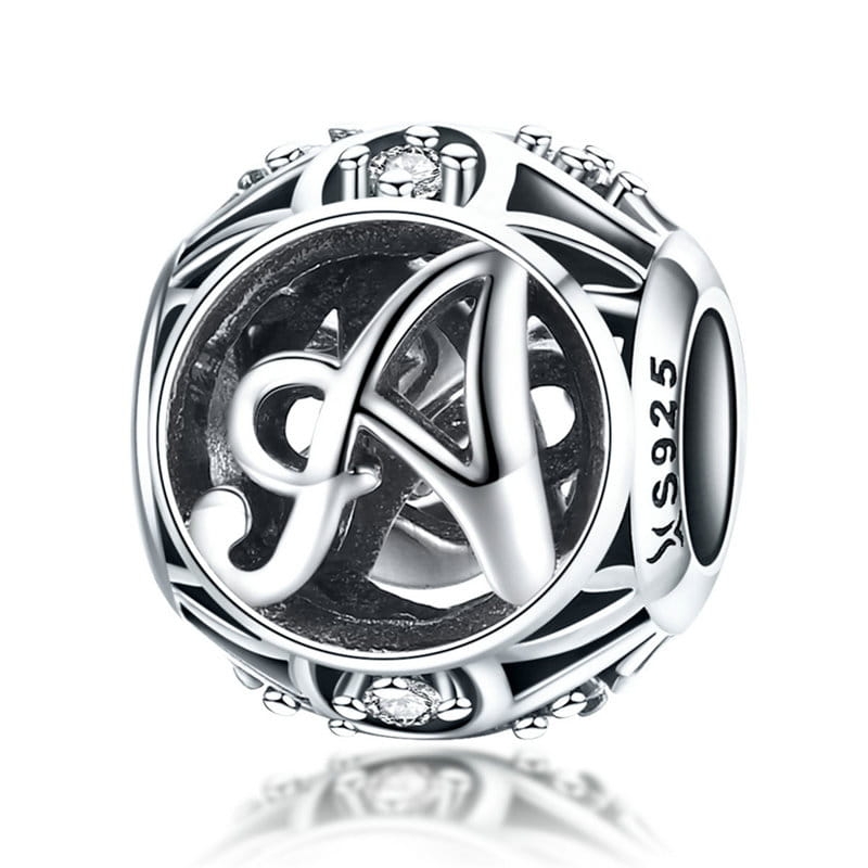 Literka A alfabet charms koralik srebro 925