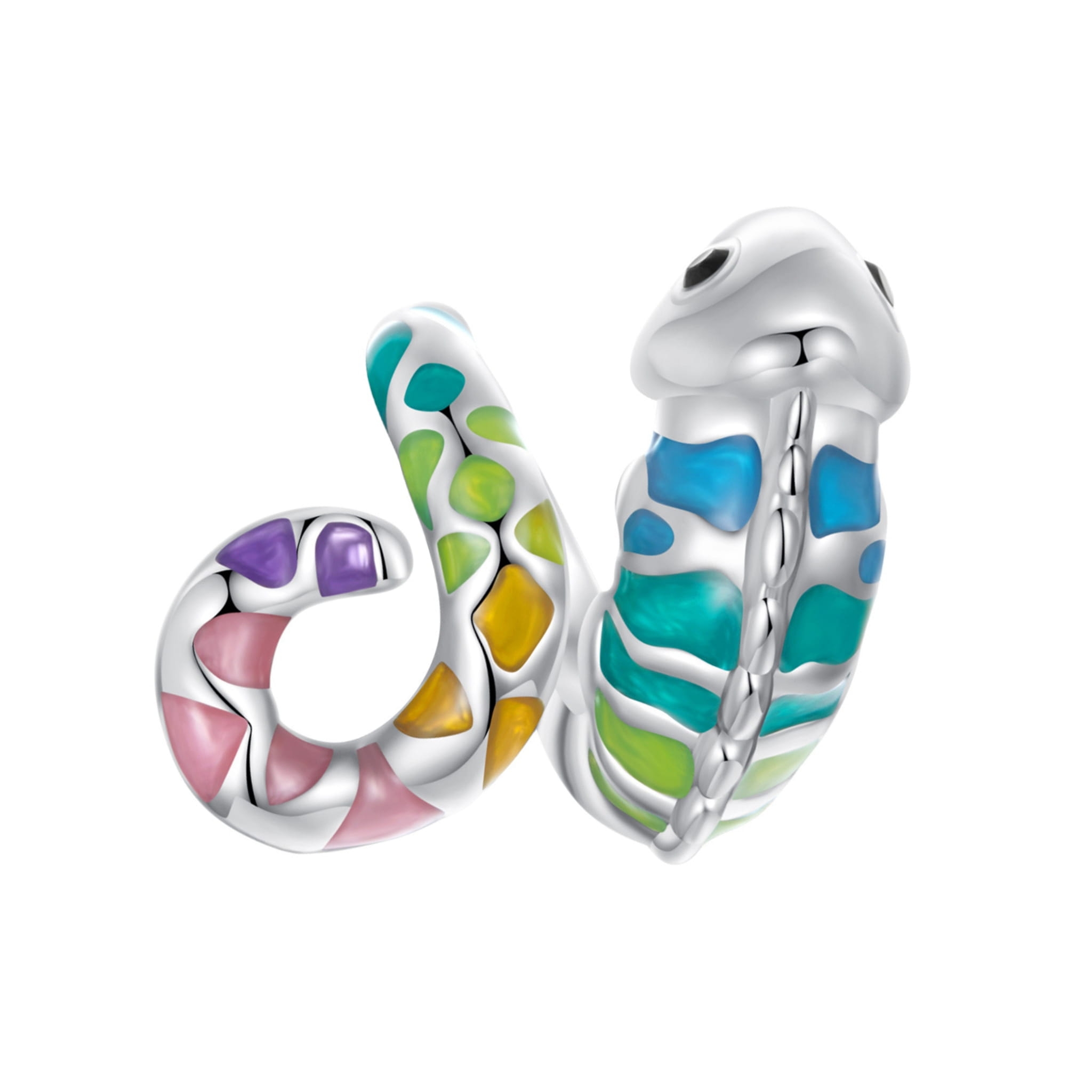 Kolorowy kameleon srebrny charms koralik beads